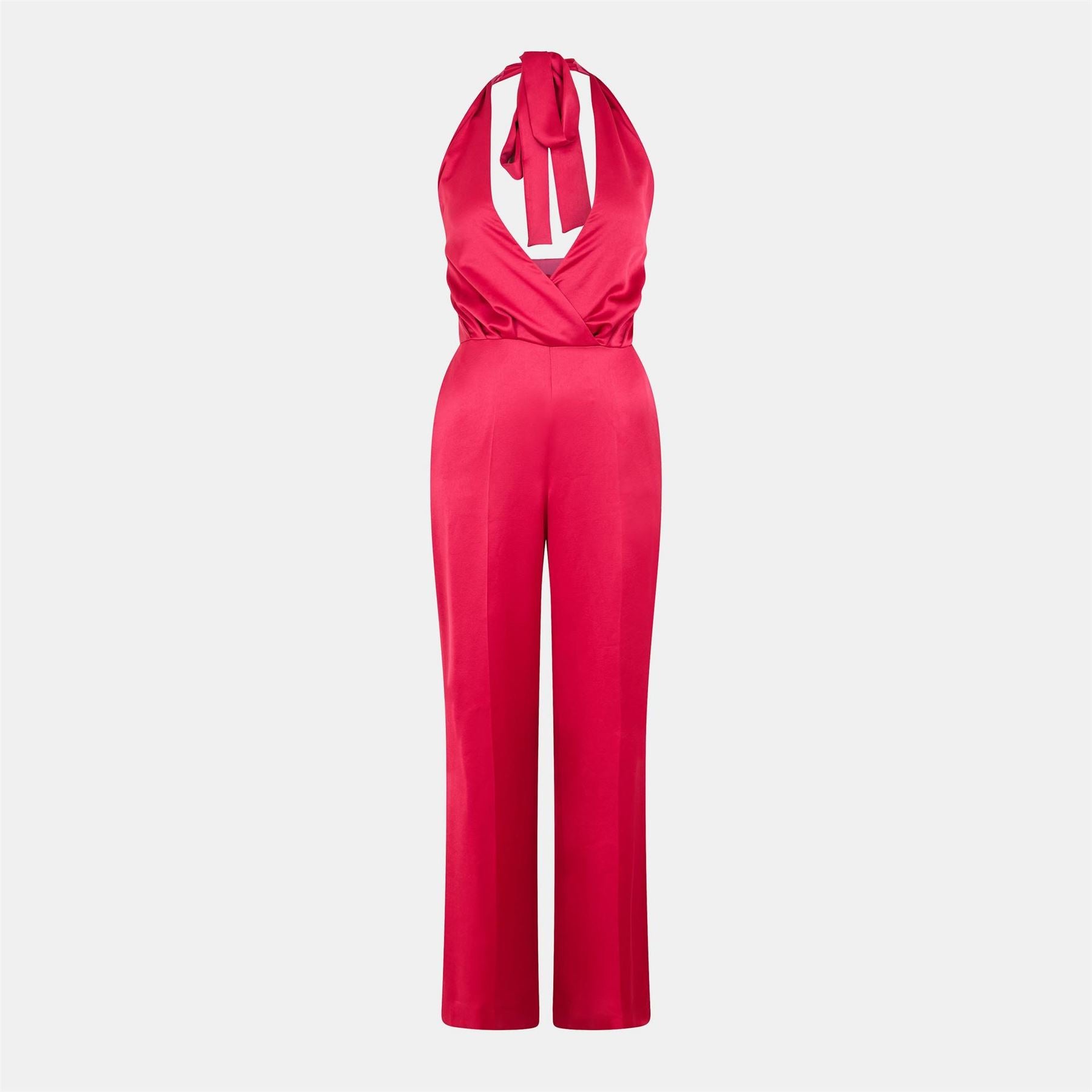 Hugo Halter Neck Solid Patterned Wrap Jumpsuit