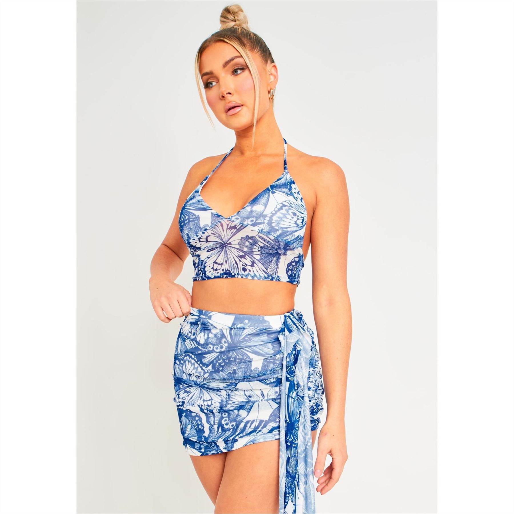 Missy Empire Print Halter Neck Mesh Top
