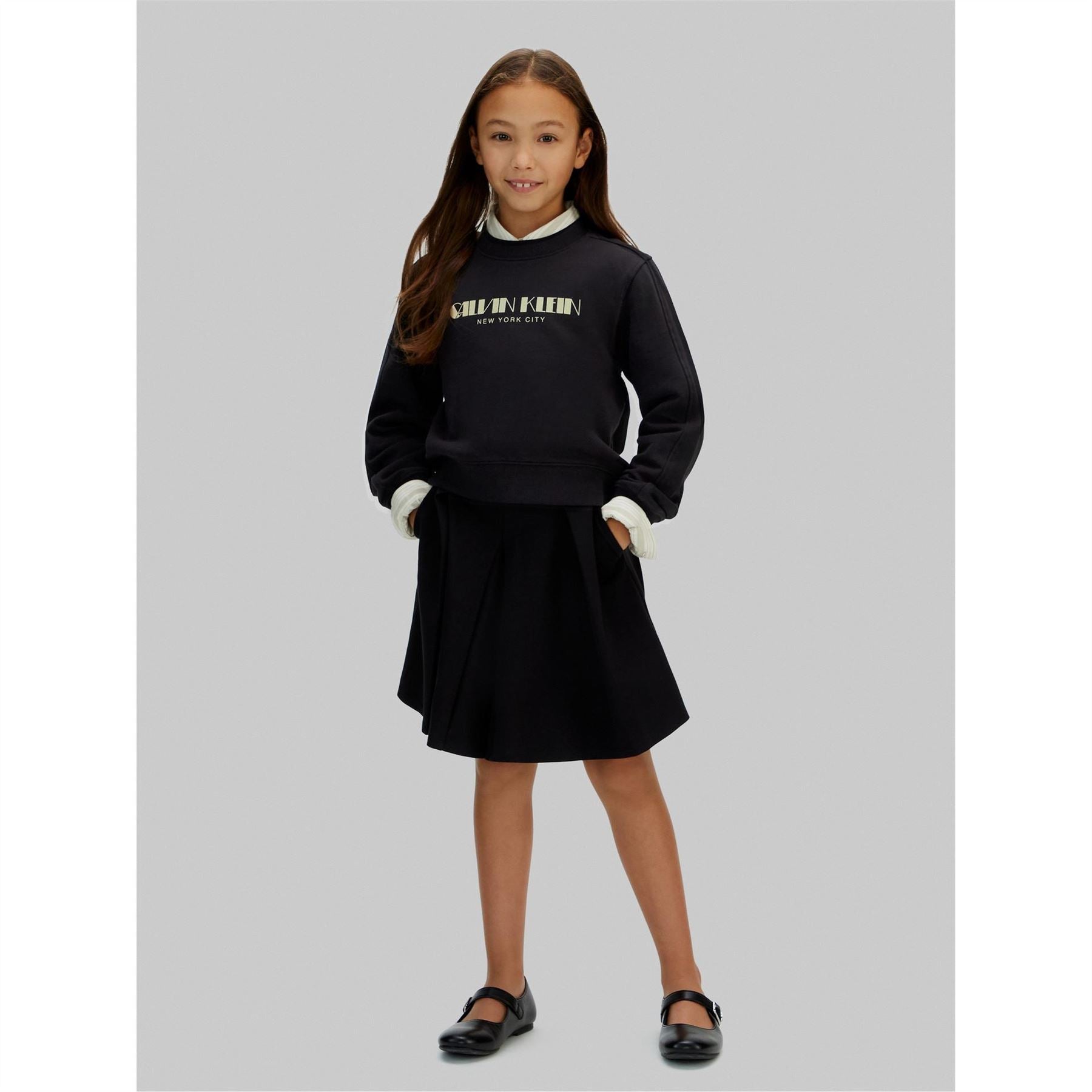 Calvin Klein Jeans Glitter Logo Print Crew Neck Long Sleeve Sweatshirt