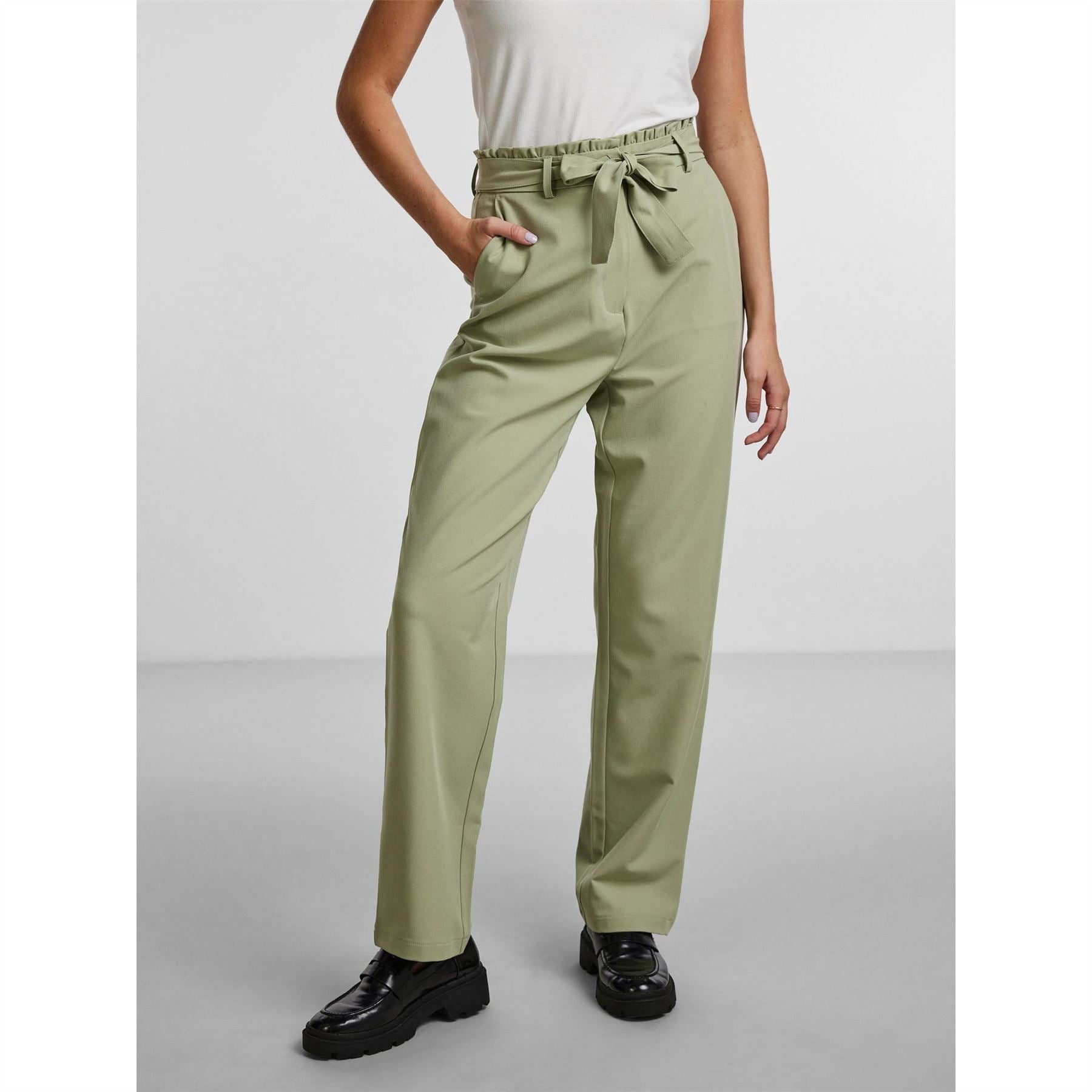 Pieces High Waisted Straight Leg Trousers