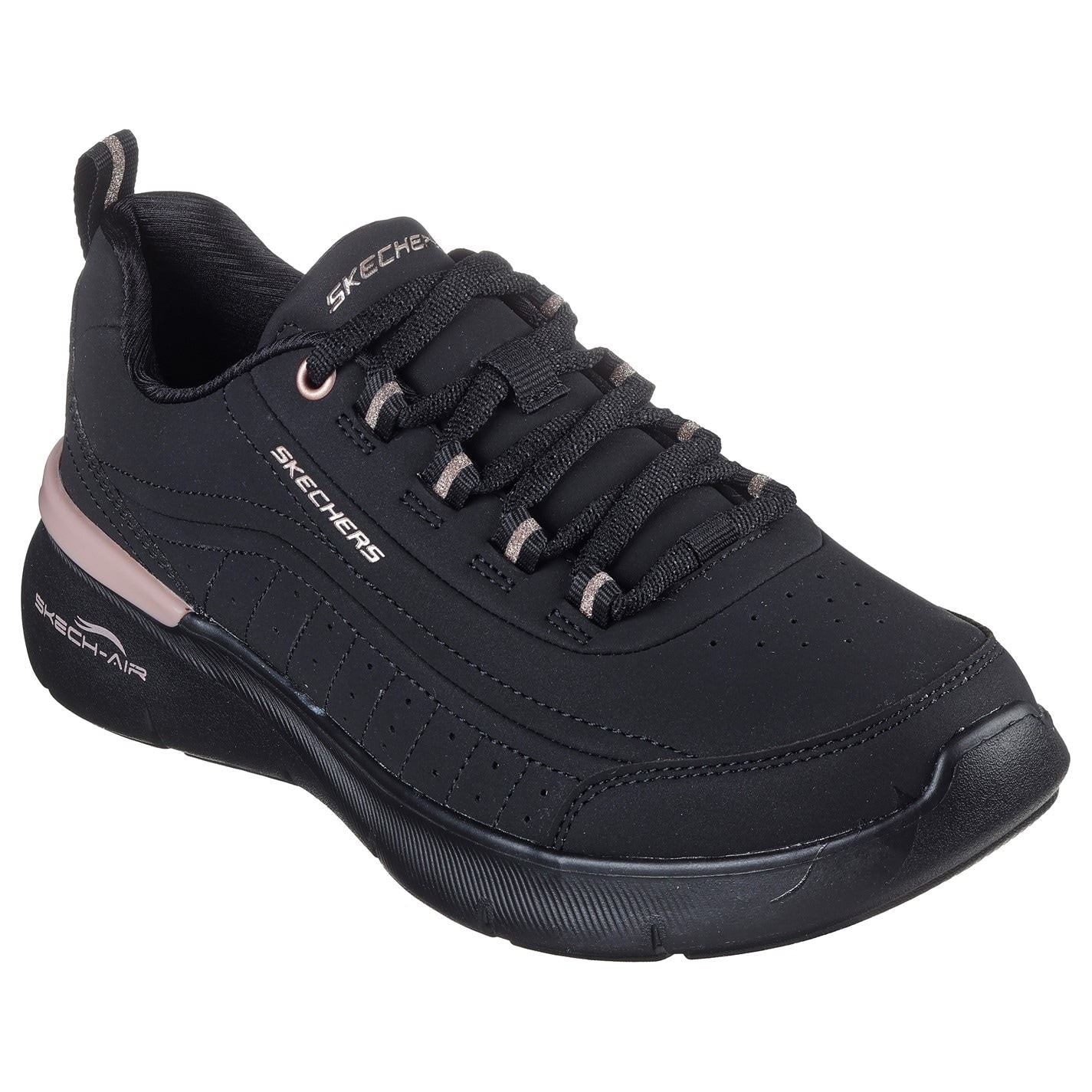 Skechers Womens Duraleather Lace Up W Memory Foam Runners