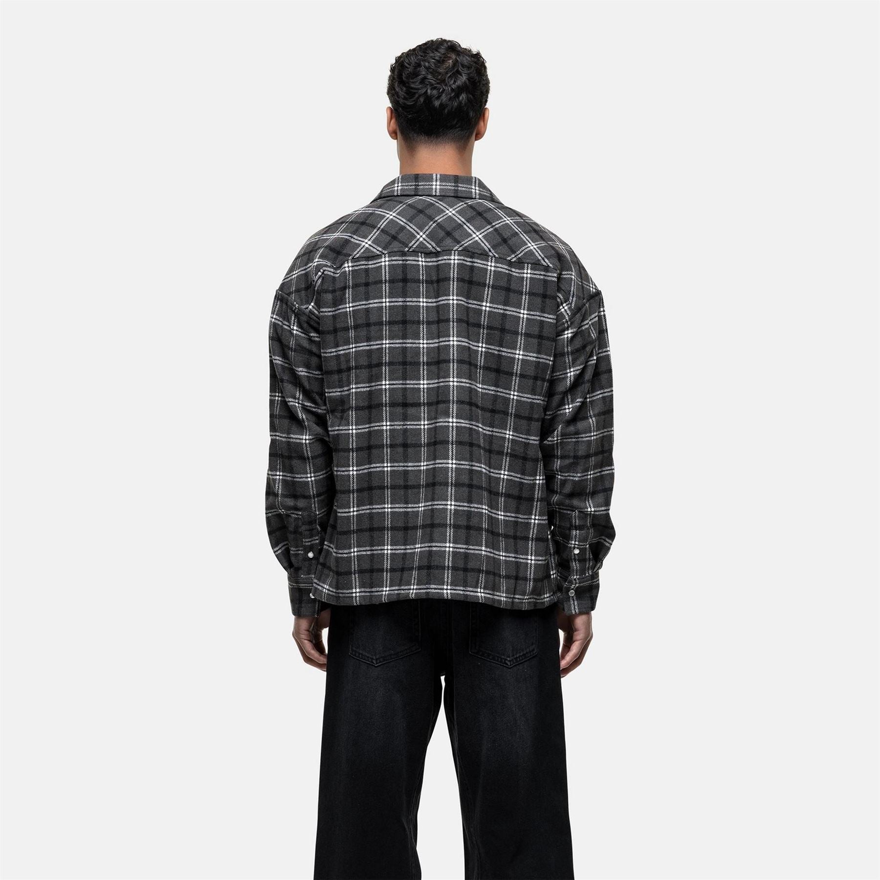 Good For Nothing Wool Check Overshirt Charcoal