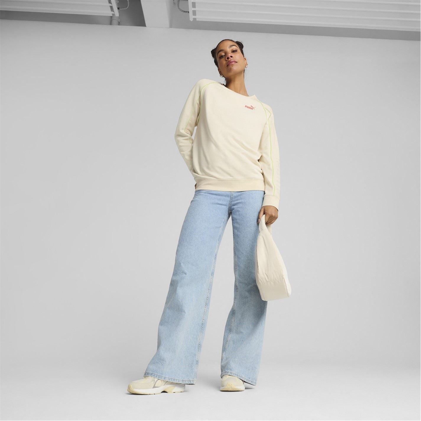 Puma Crew Neck Relaxed Fit Long Sleeve Sweatshirt