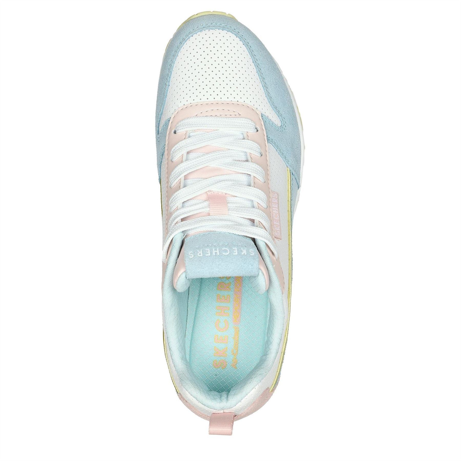 Skechers Womens And  Perforated Duraleather Lace Low Top Trainers