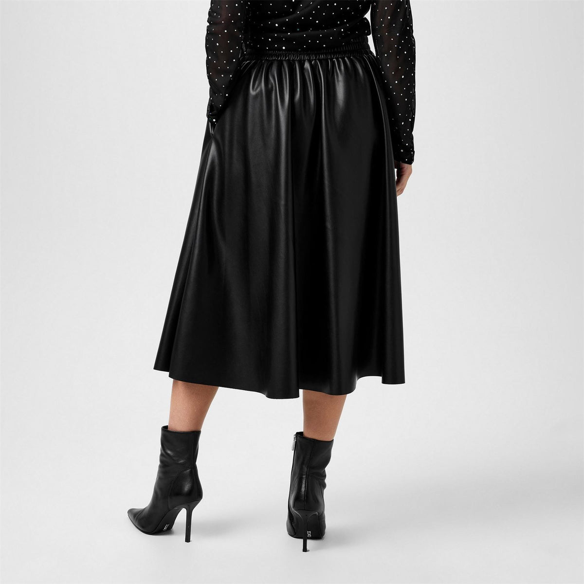 Biba Pu Full Midi Skirt with Elastic Waistband