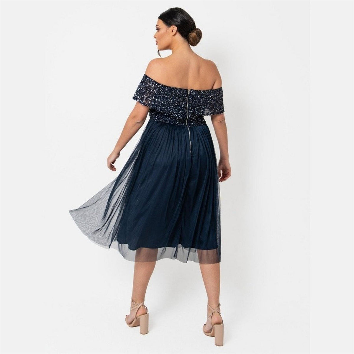 Maya Deluxe De Bardot Off The Shoulder Short Sleeve Midi Babydoll Dress