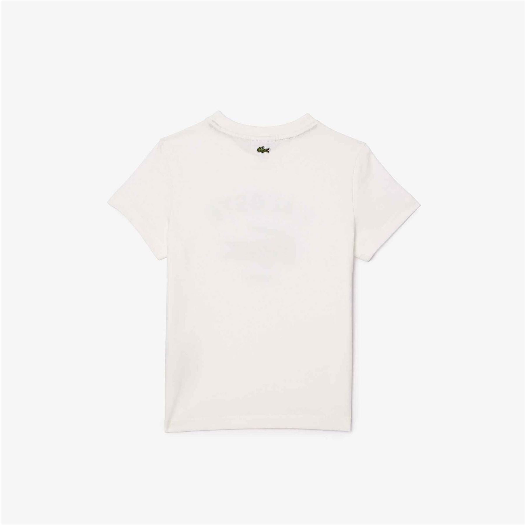 Lacoste Junior Crocodile Print Lacoste Lettering Regular Fit Crew Neck T-Shirt