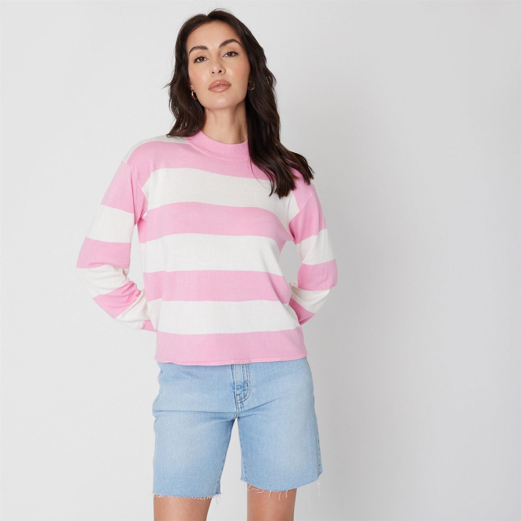 Be You Stripe Crew Neck Relaxed Fit Sweater