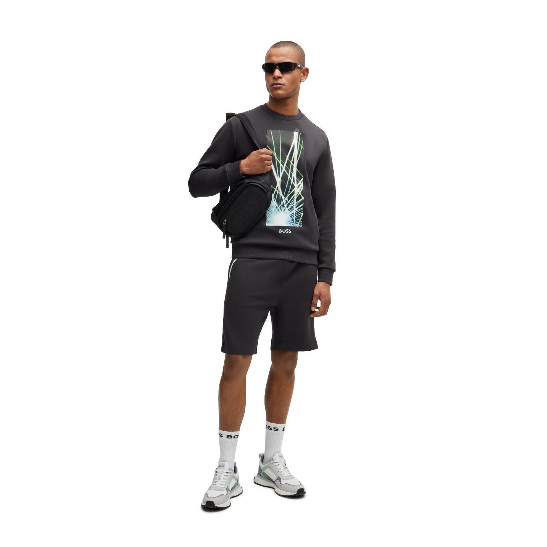 Boss Optic Tech Crew Neck Ribbed Collar Sweatshirt
