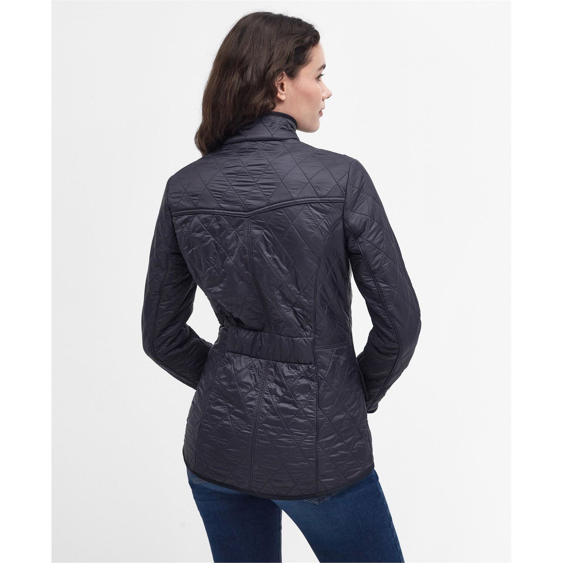 Barbour Cavalry Polarquilt Diamond Quilted Fleece Lined Long Sleeve Slim Fit Quilted Jacket