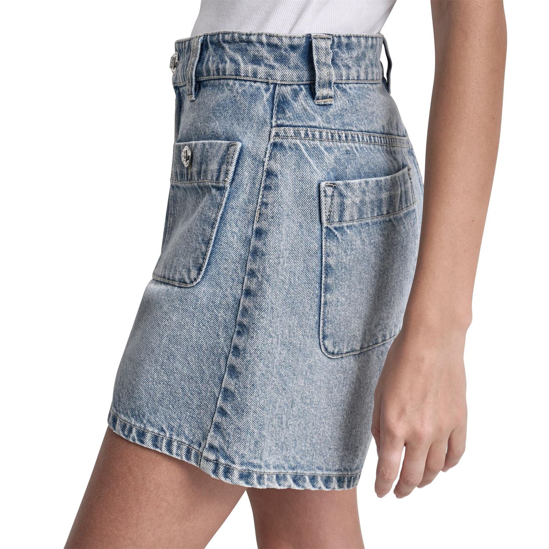 DKNY Jeans High Rise A Line Patch Pocket Shorts