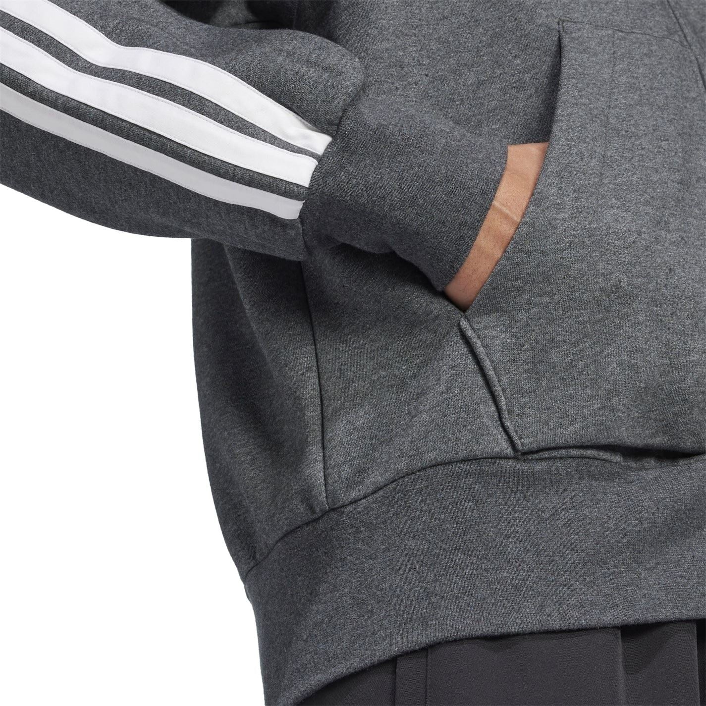 adidas Mens Essentials Fleece 3 Stripes Full Zip Hoodie
