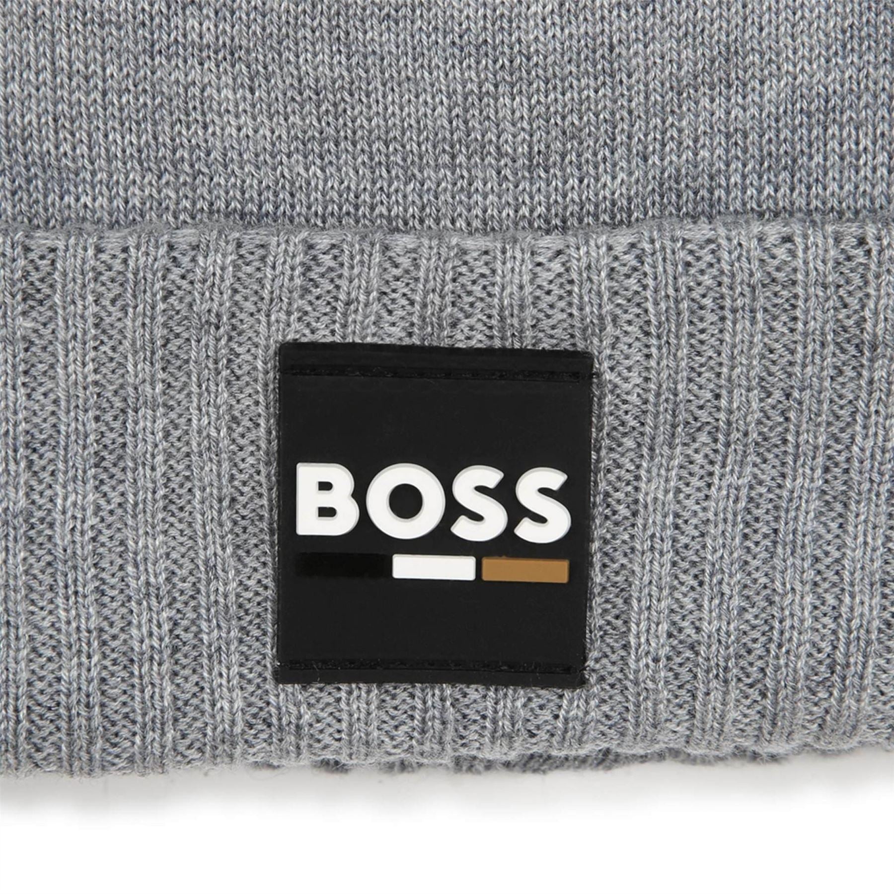 Boss Small Logo Wide Ribbed Cuff Beanie