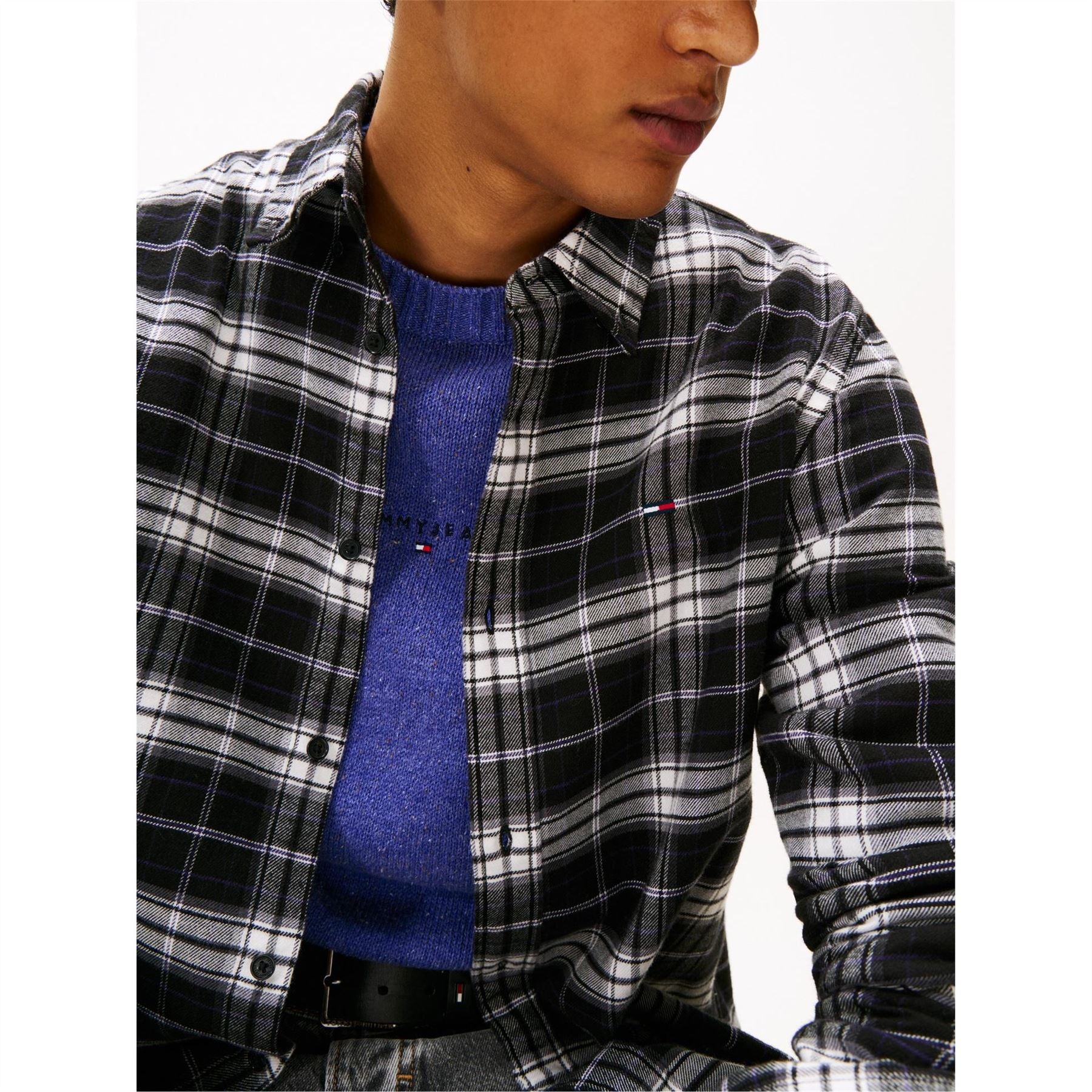 Tommy Jeans Collared Neck Long Sleeve Flannel Shirt