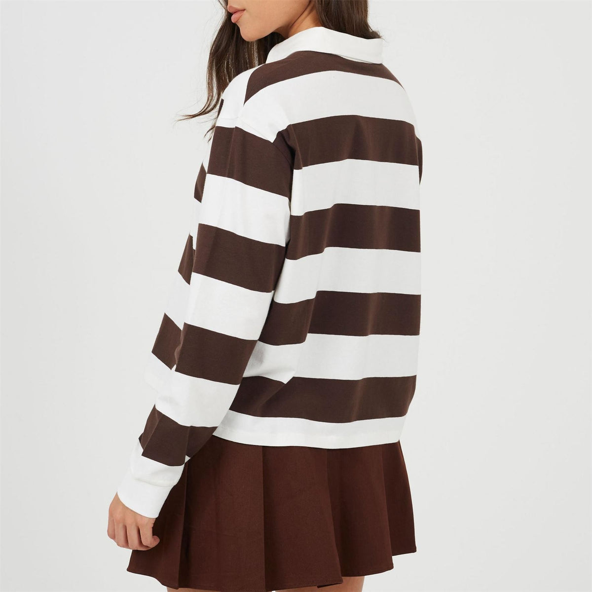 Brave Soul Womens Rugby Style Long Sleeve Top With Stripe