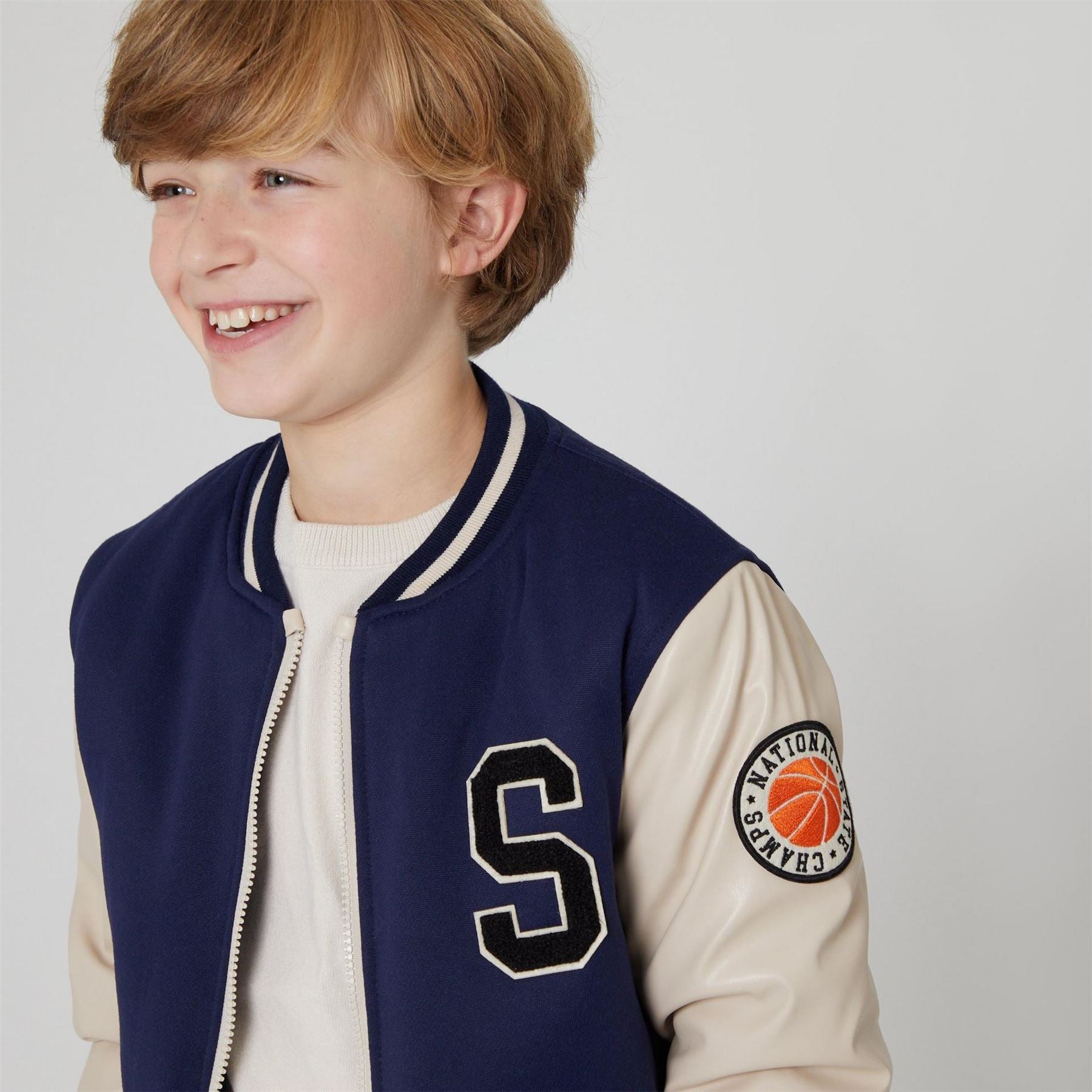Firetrap College Faux Leather Long Sleeve Varsity Jacket