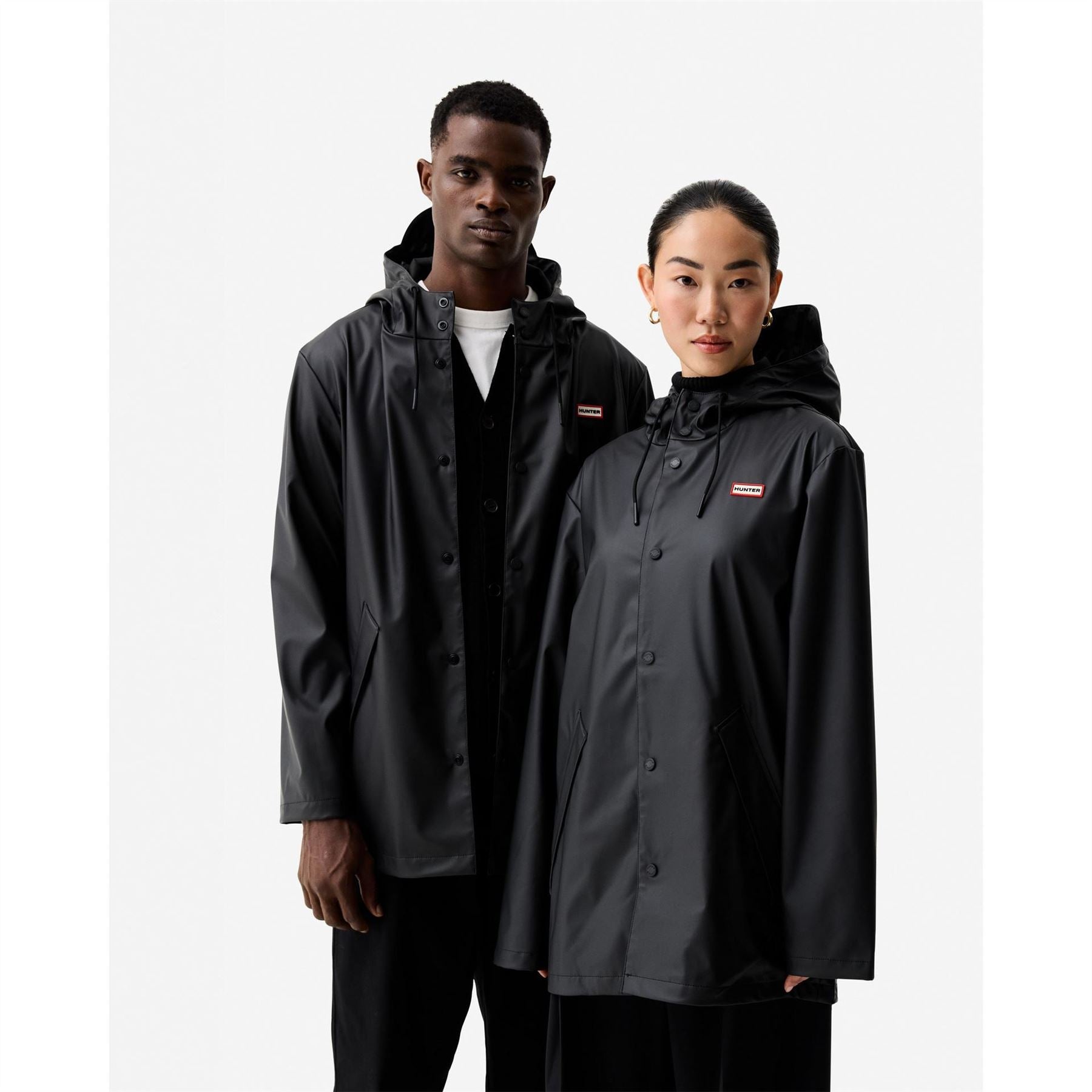 Hunter Jo Hooded Snap Button Solid Patterned Rain Jacket