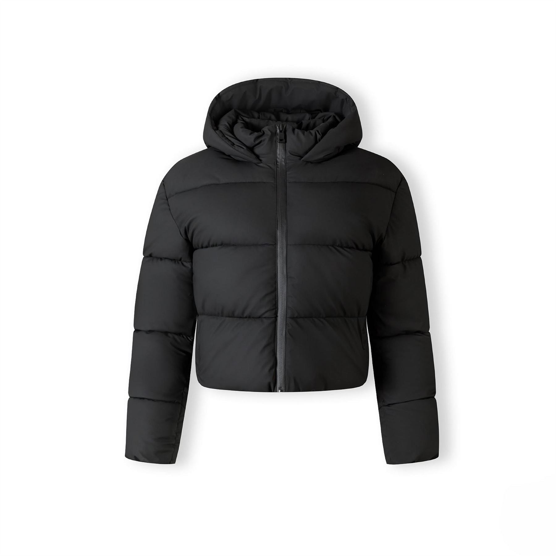 Minoti Women Short Water Repellent Quilted Jacket With Hood And High Collar Black