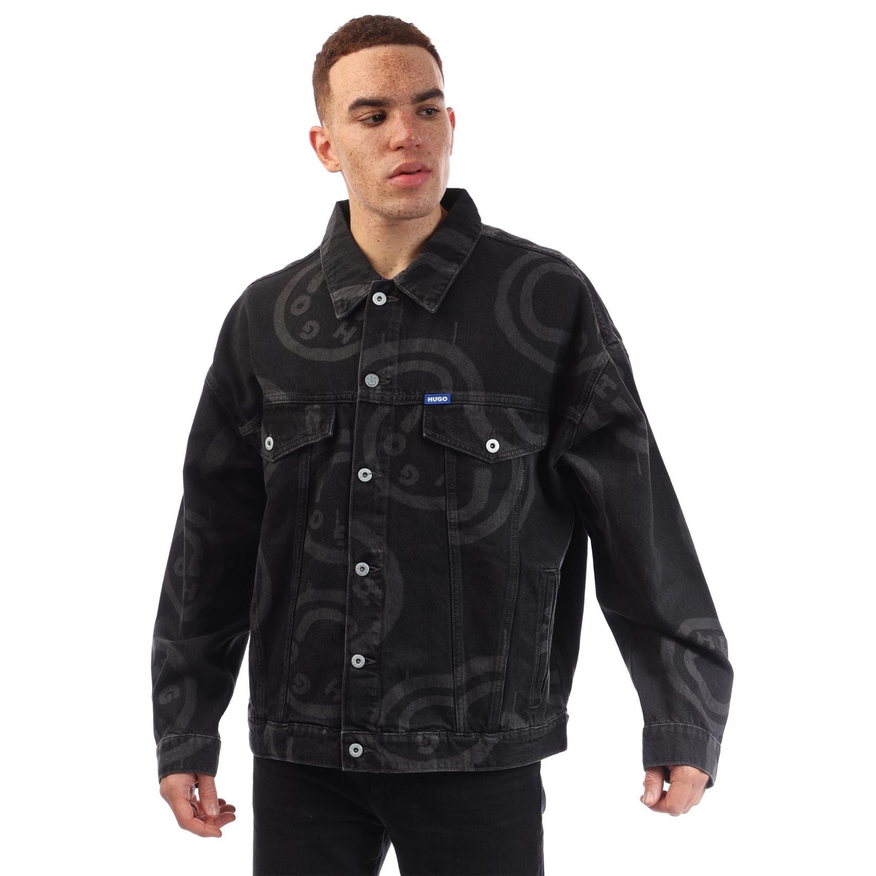 Boss Wes Collared Neck Denim Jacket with Chest Pocket