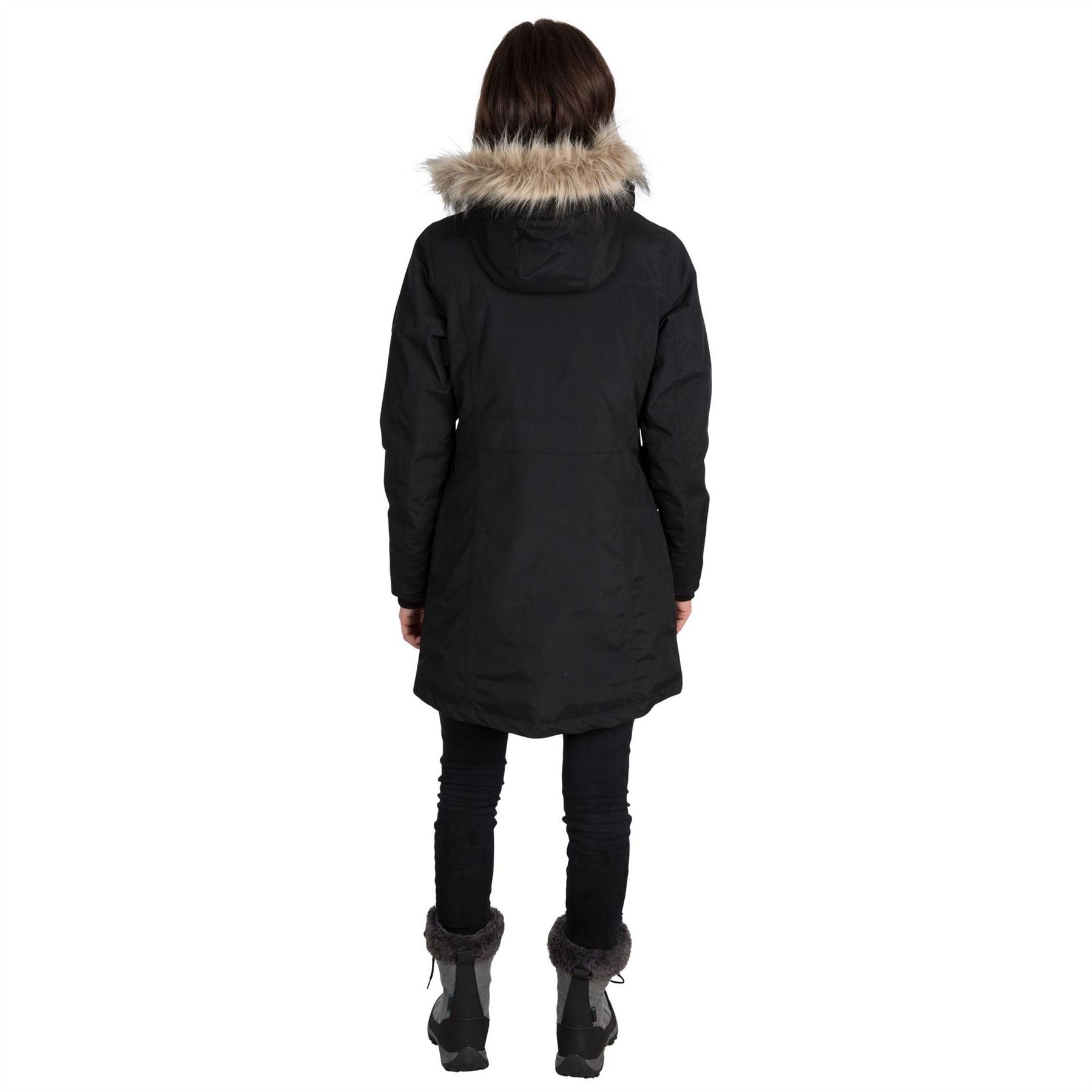 DLX Bettany Solid Patterned Hooded Ribbed Cuff Down Jacket