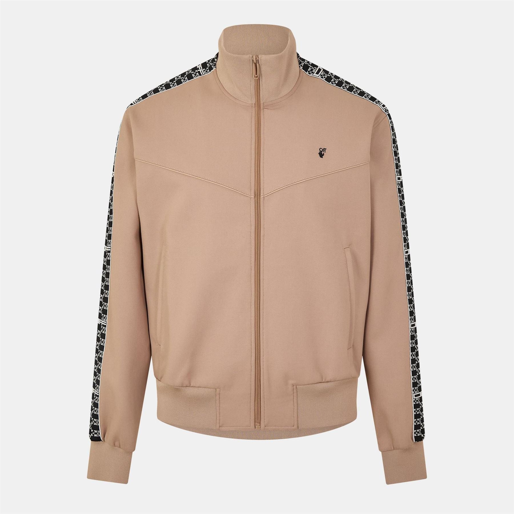 Off White Regular Fit Mock Neck Long Sleeve Athletic