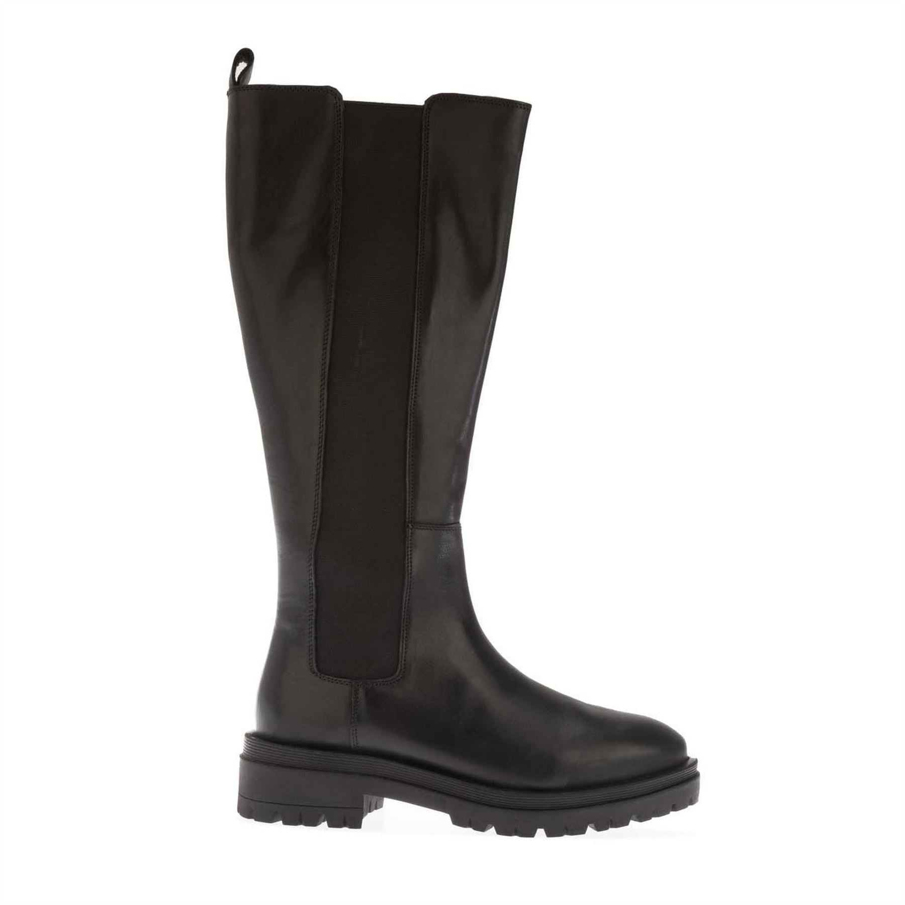 Dune London Elasticated Leather Knee High Boots