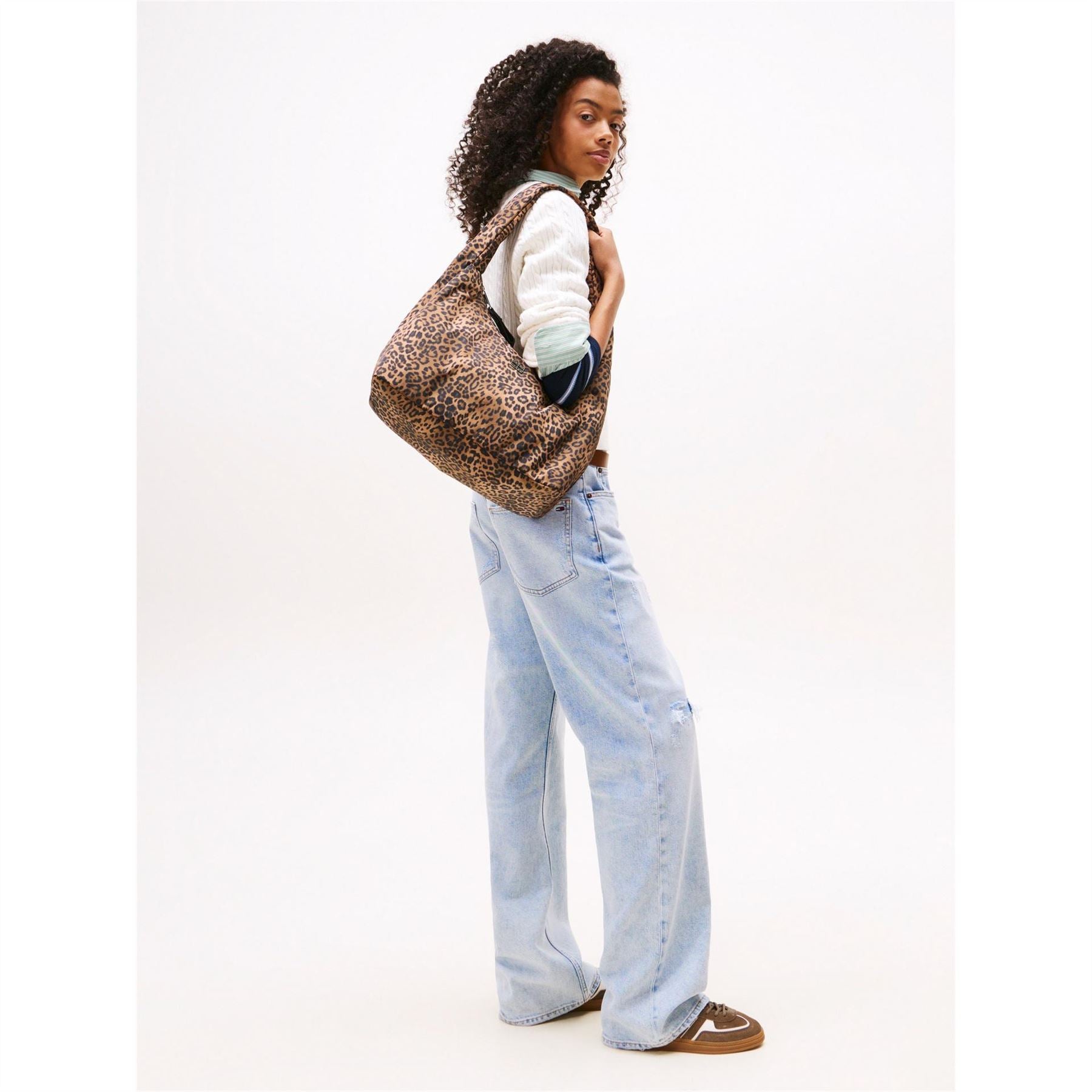 Tommy Jeans Leopard Patterned Crescent Hobo Bag