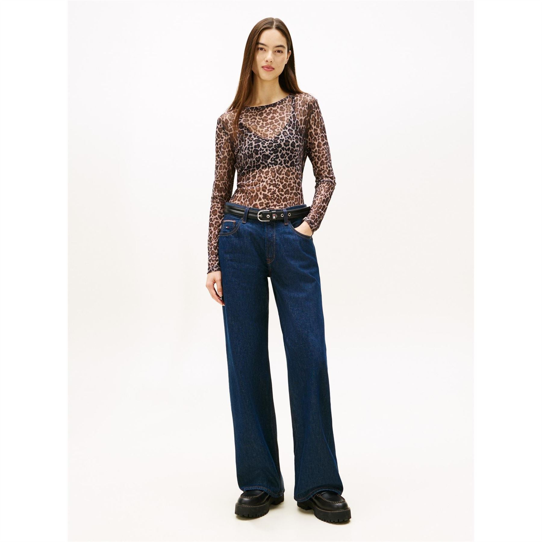 Tommy Jeans All Over Print Long Sleeve Mesh T-Shirt