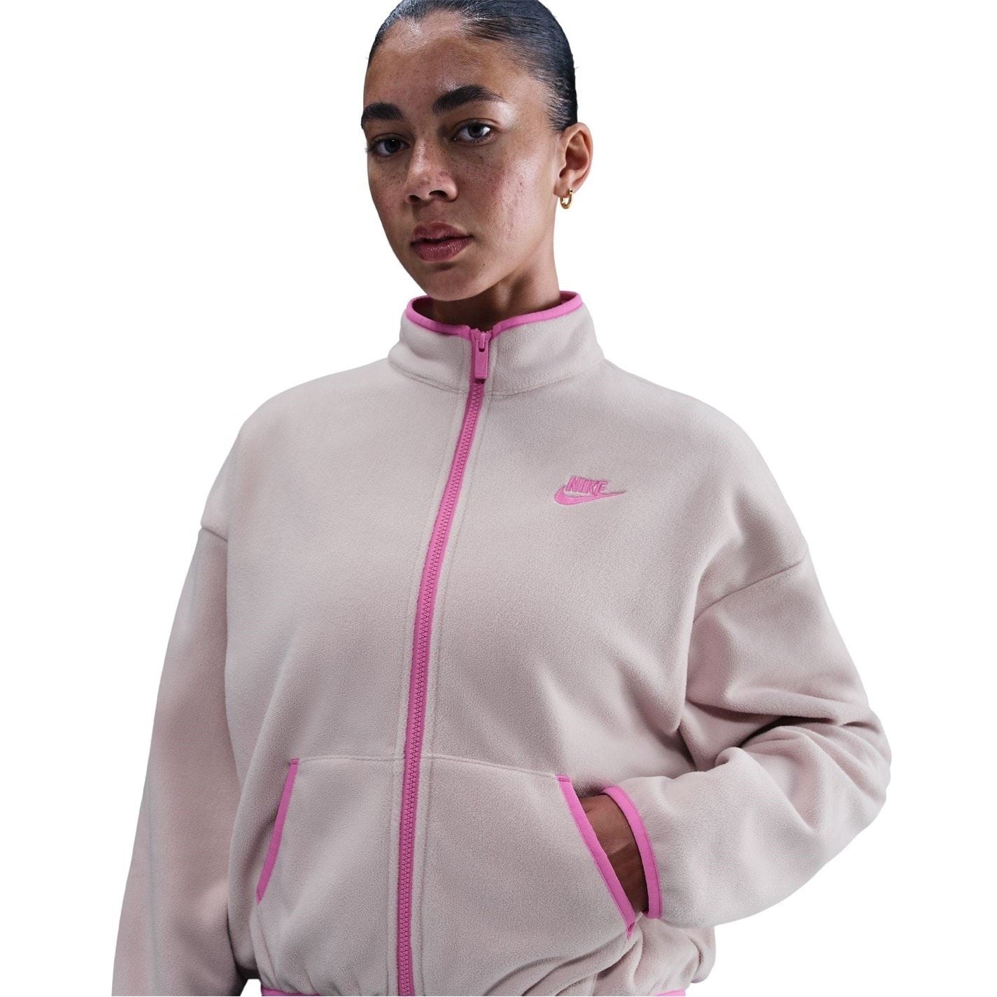 Nike Club Fleece Full Zipper Solid Patterned Jacket