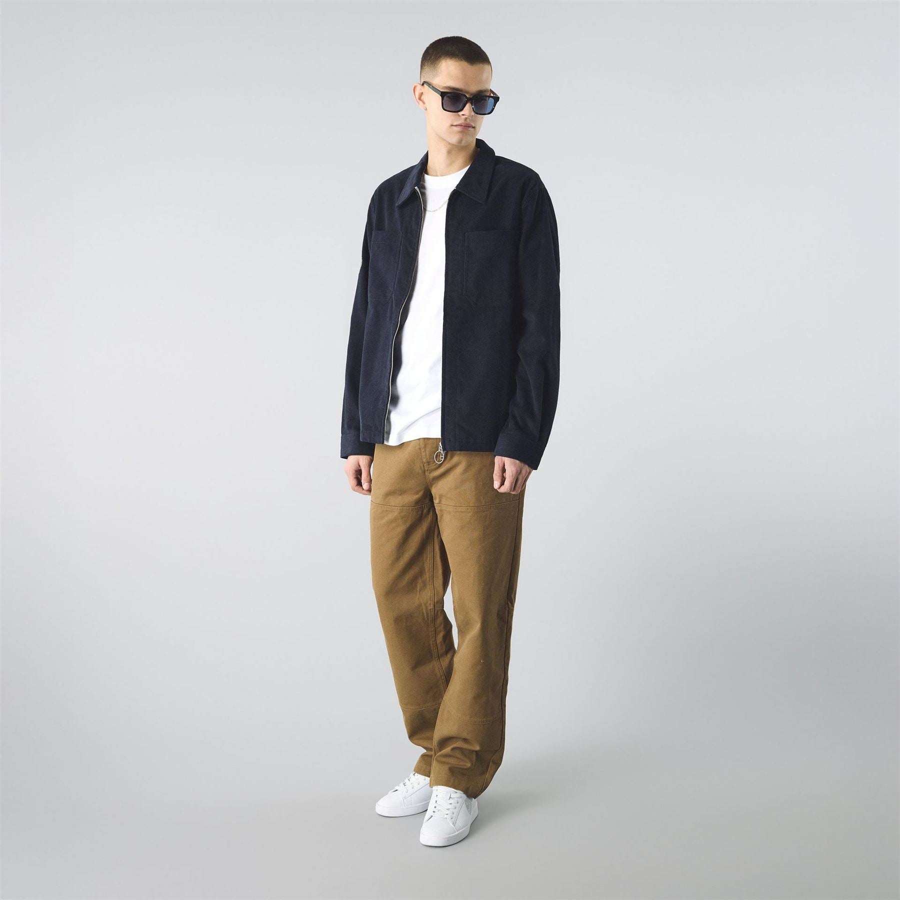 Pretty Green Cord Full Zip Long Sleeve Overshirt