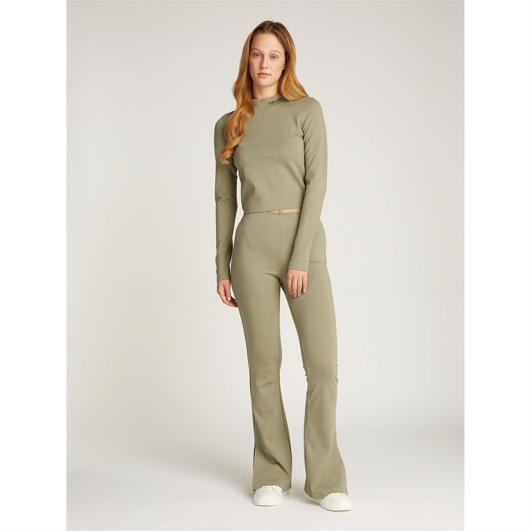 Calvin Klein Jeans Logo Cropped Mock Neck Sweater