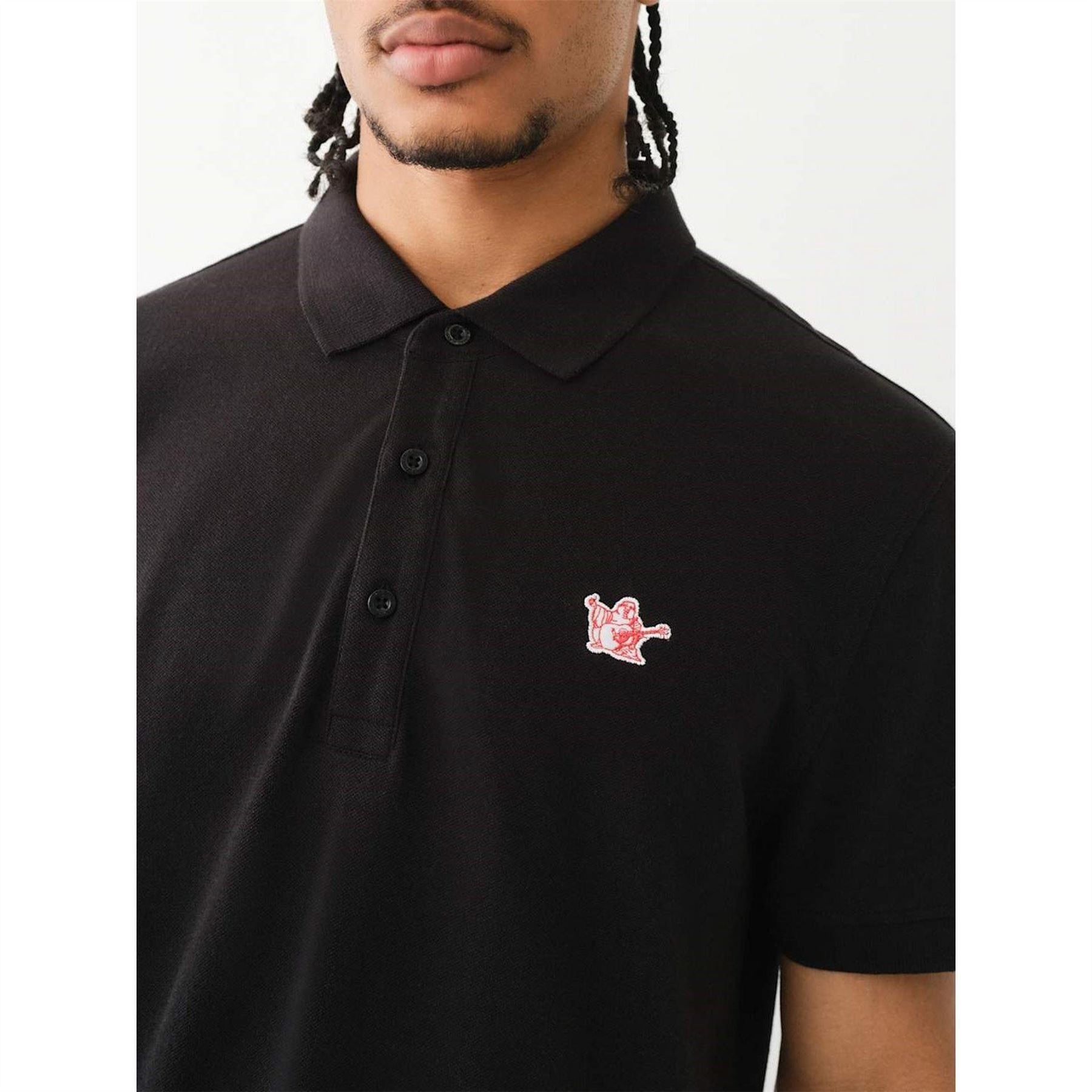 True Religion Buddha Patched Logo Short Sleeve Polo Shirt