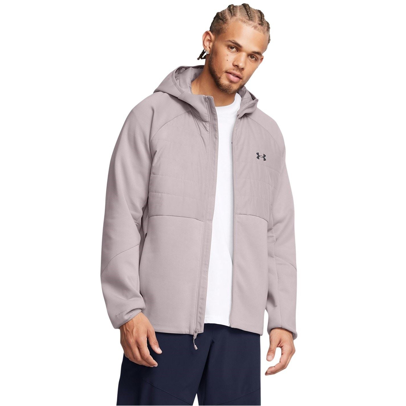 Under Armour Solid Patterned Hooded Ribbed Cuff Softshell Jacket