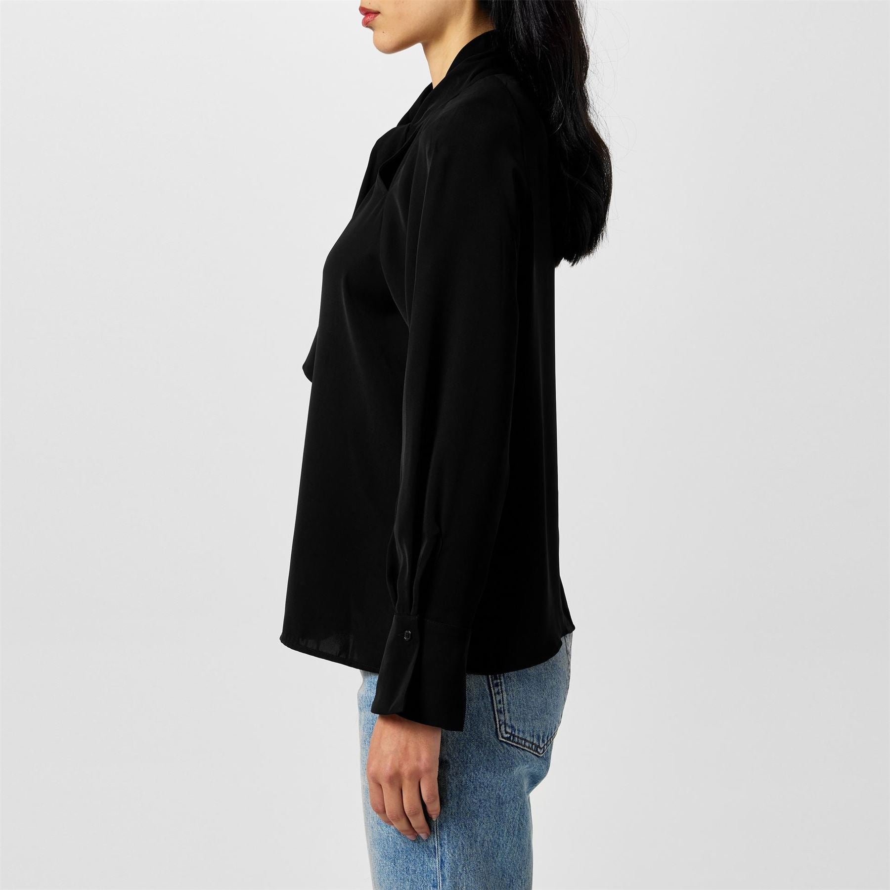 French Connection Tie Neck Long Sleeve Regular Fit Blouse