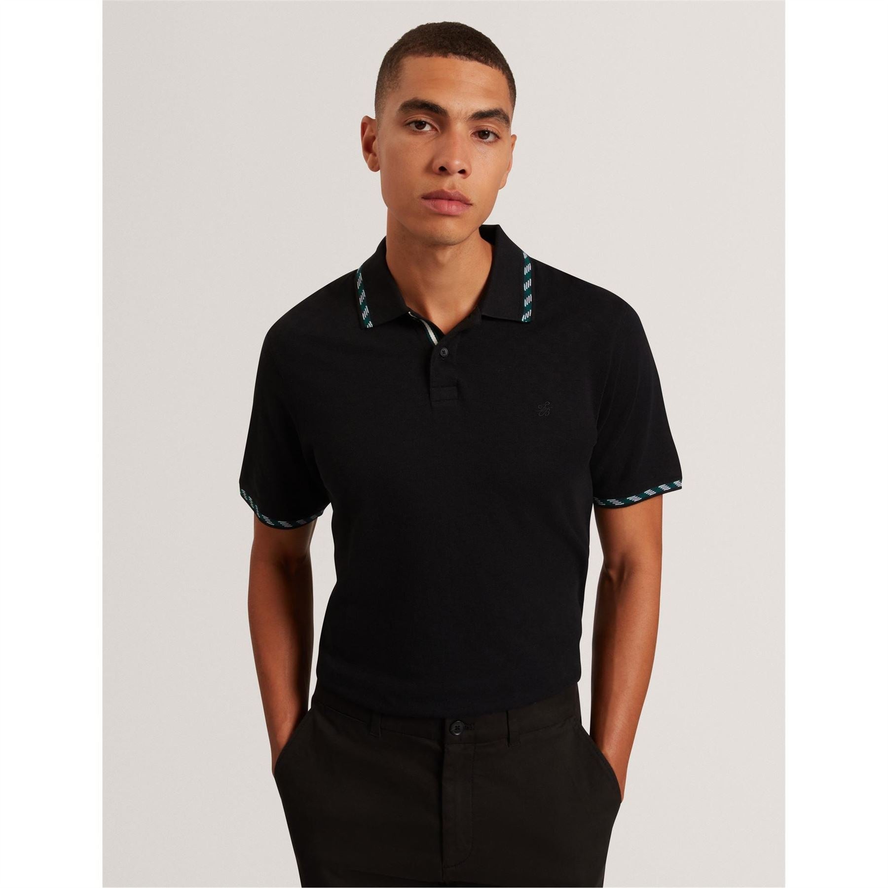 Ted Baker Jacquard Collared Neck Short Sleeve Polo Shirt