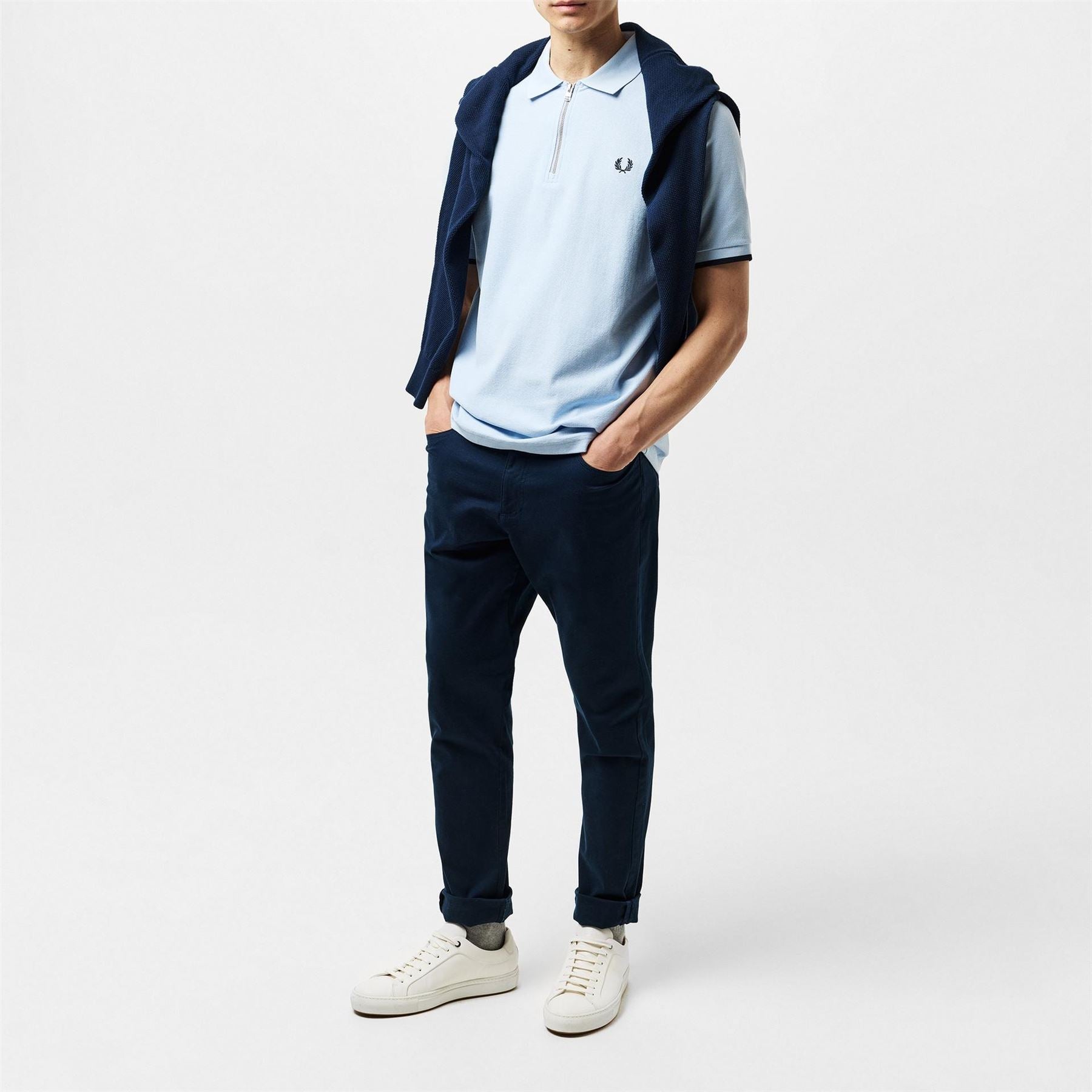 Fred Perry Crepe Zipped Short Sleeve Polo Shirt