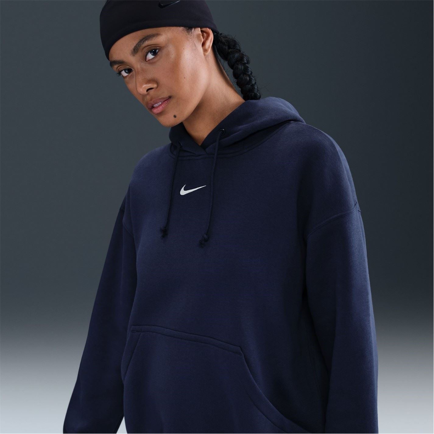Nike Phoenix Fleece Oversize Fit Drop Shoulder Long Sleeve Hooded Neck Sweatshirt