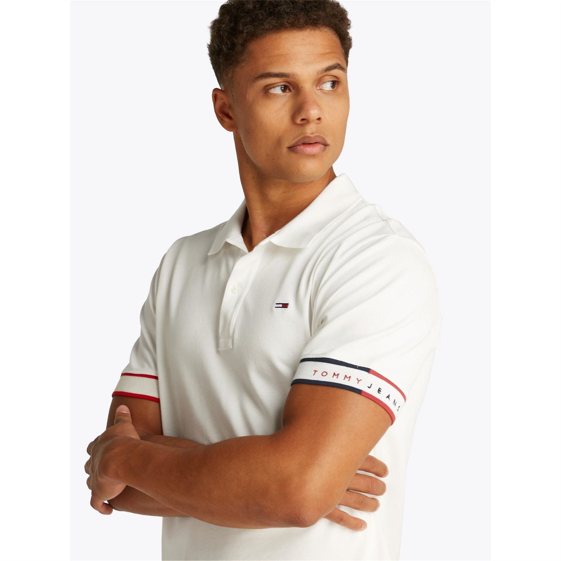 Tommy Jeans Slim Fit Flag Graphic Collared Short Sleeve Polo
