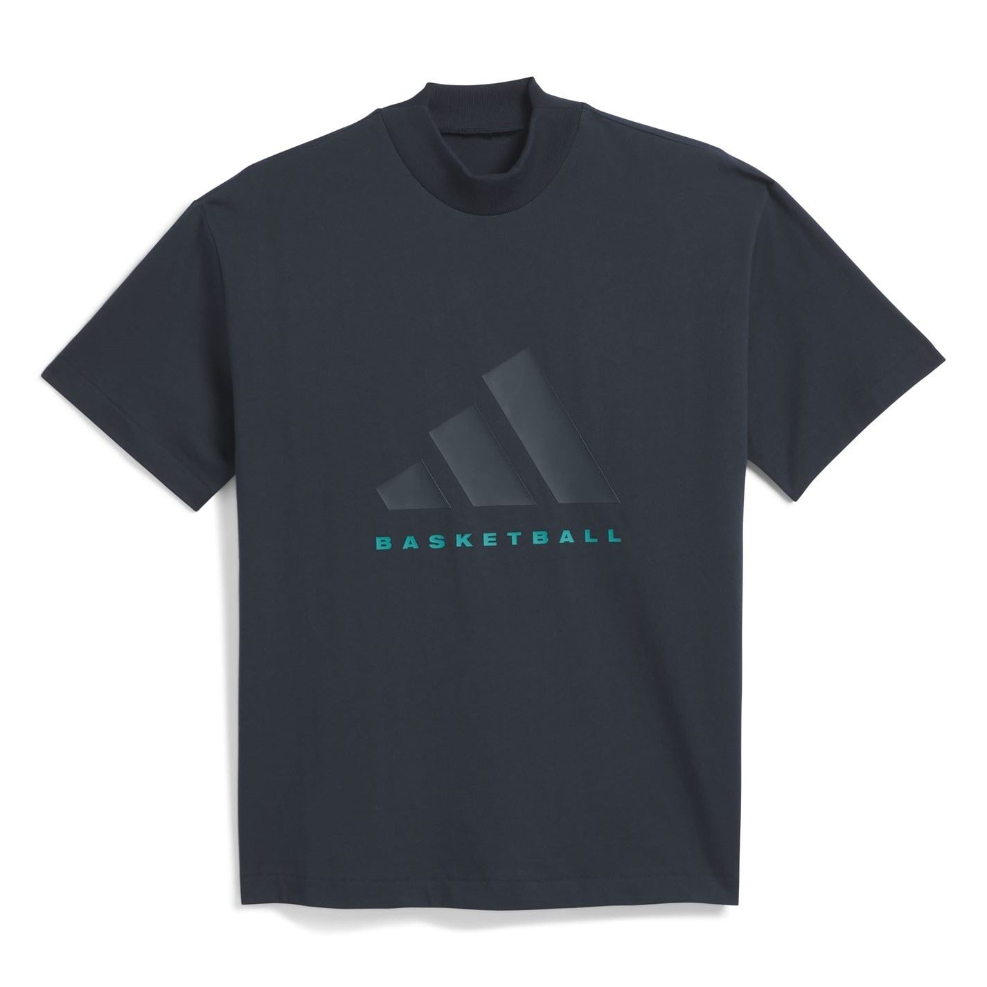 adidas Relaxed Fit Lettering Mock Neck T-Shirt