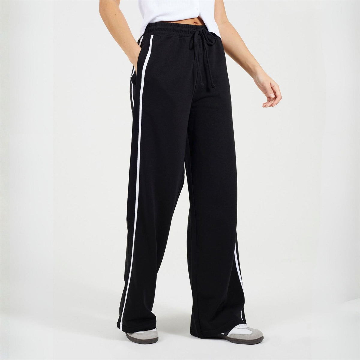 Brave Soul Womens Wide Leg Jogger With Side Stripe Detail