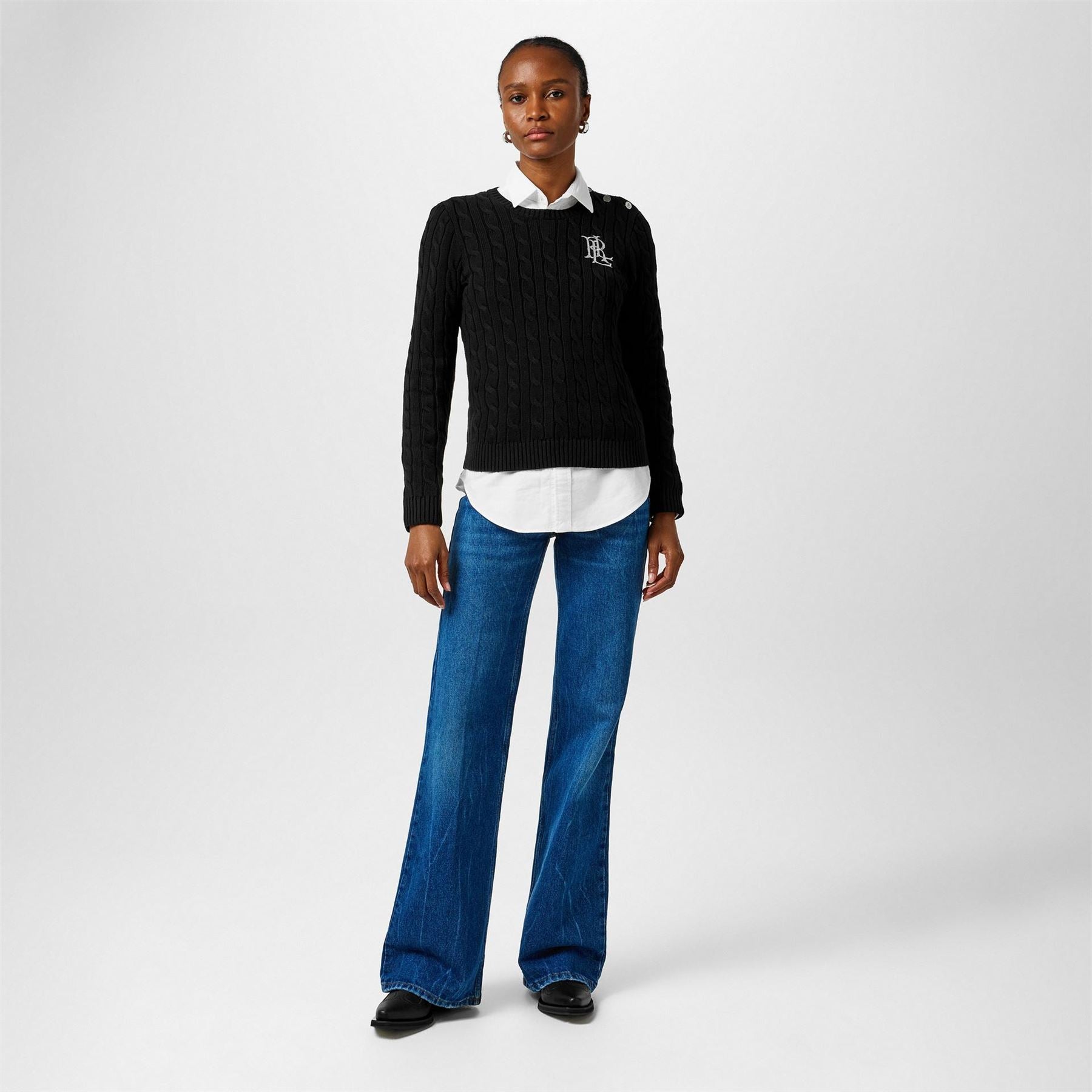 Lauren by Ralph Lauren Trim Cable Knit Jumper