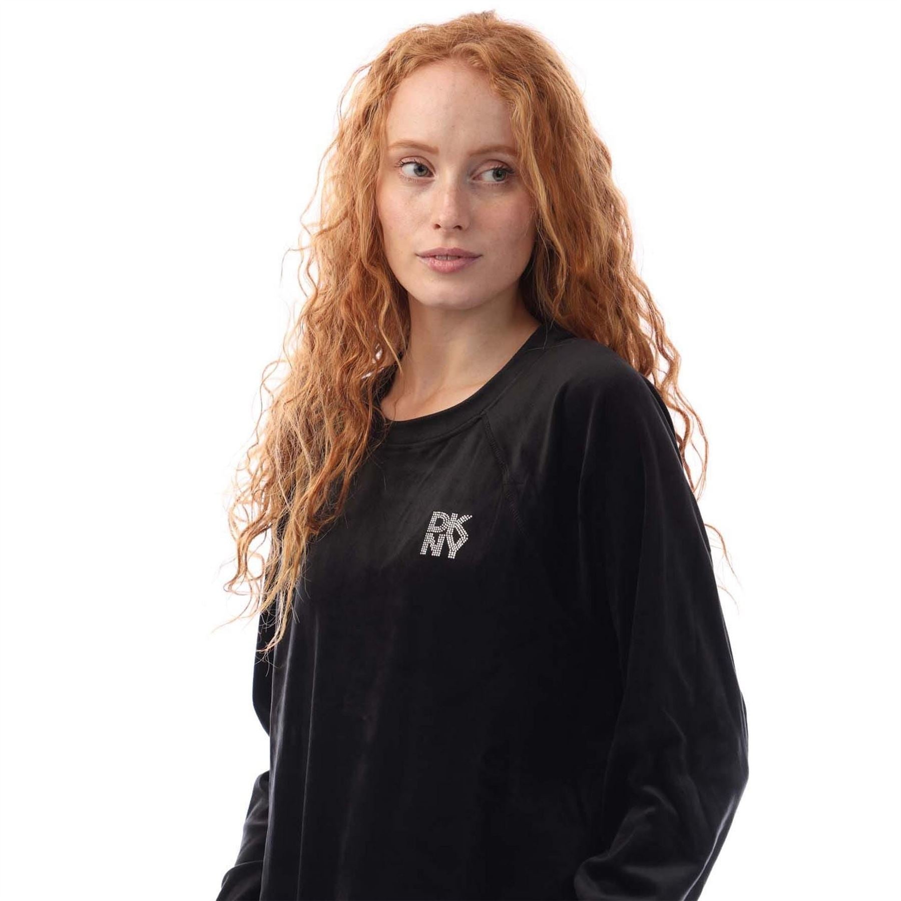 DKNY Velour Logo Crew Neck Sweatshirt