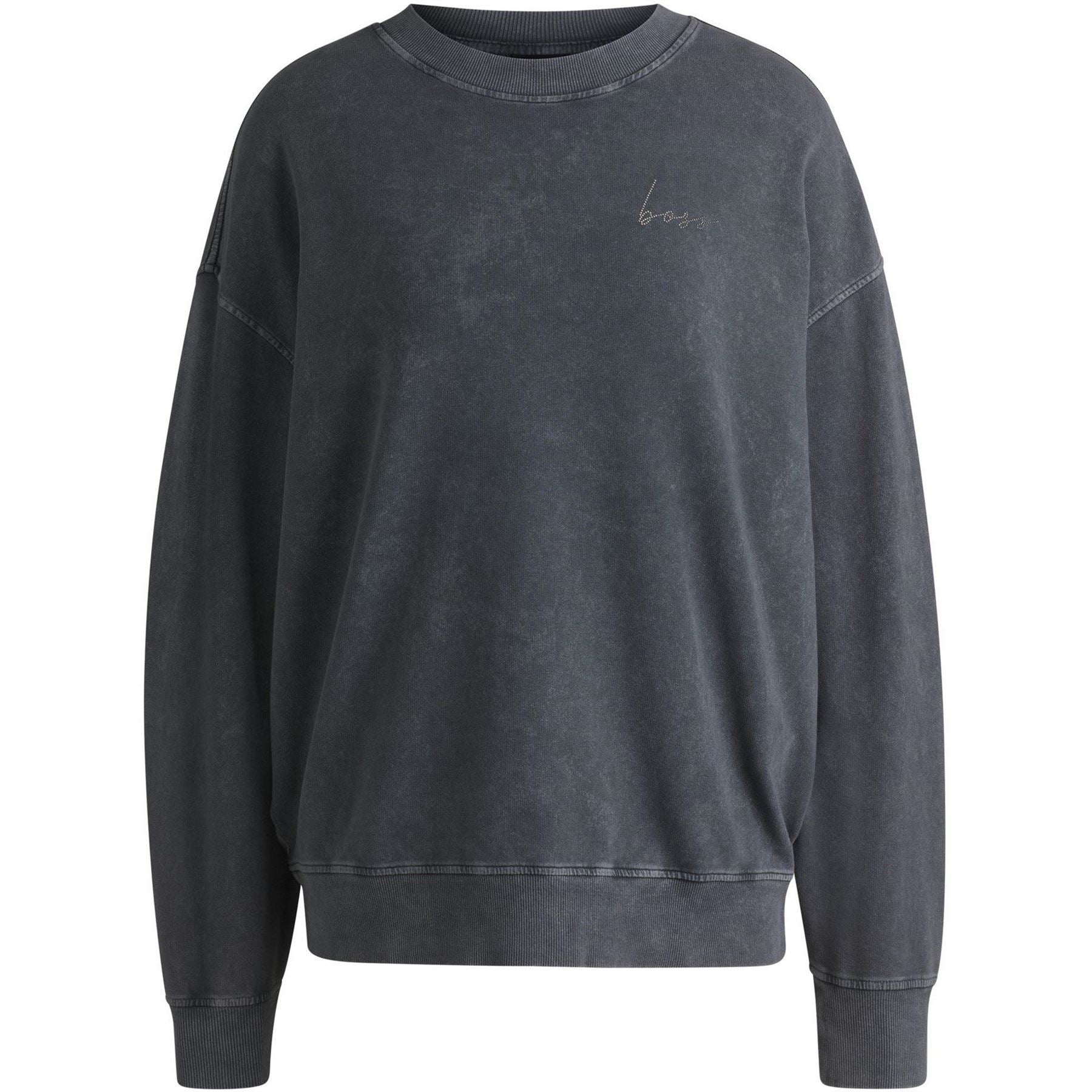 Boss Embroidered Crew Neck Ribbed Collar Long Sleeve Sweatshirt