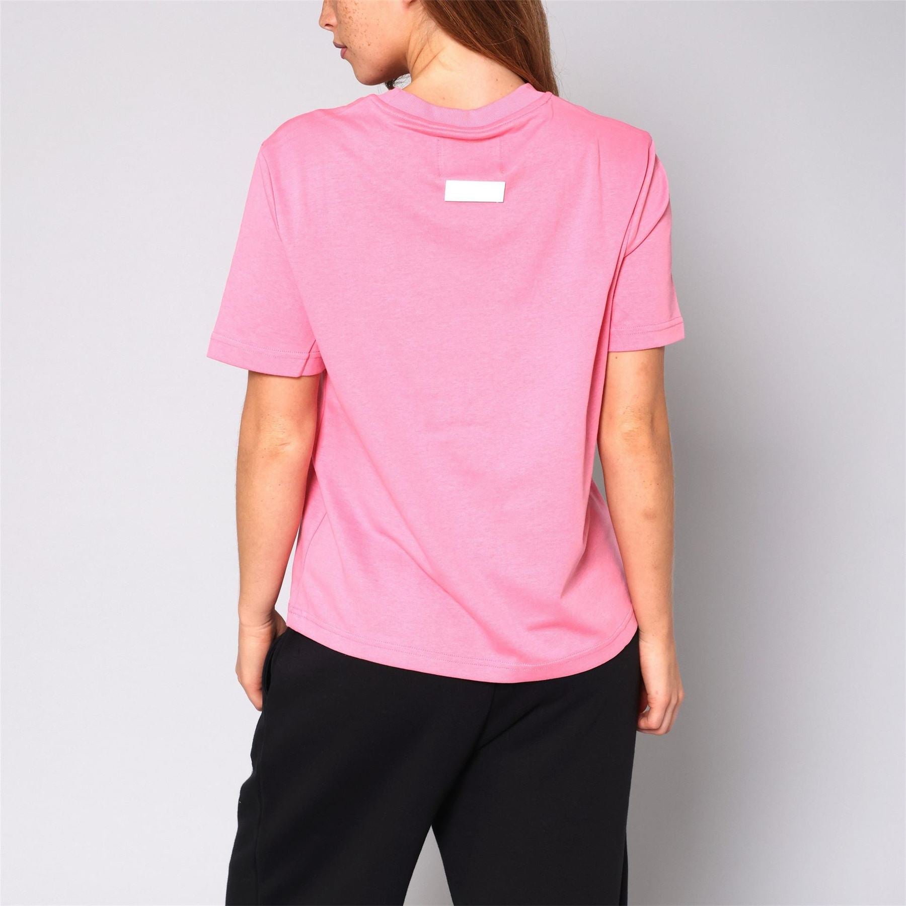 Blank Essentials Lettering Crew Neck Ribbed Collar Short Sleeve Boyfriend T-Shirt