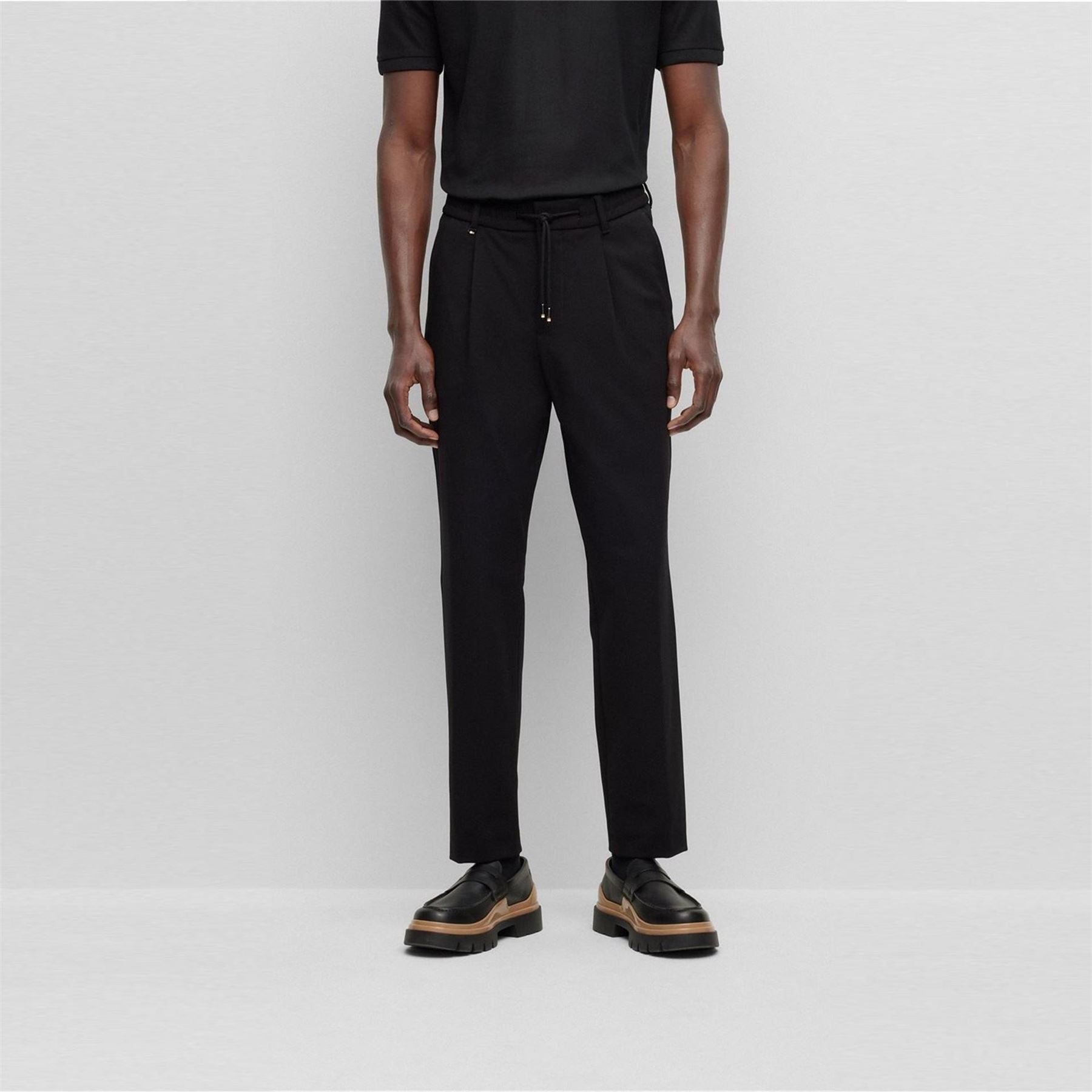 Boss Solid Patterned Straight Trousers
