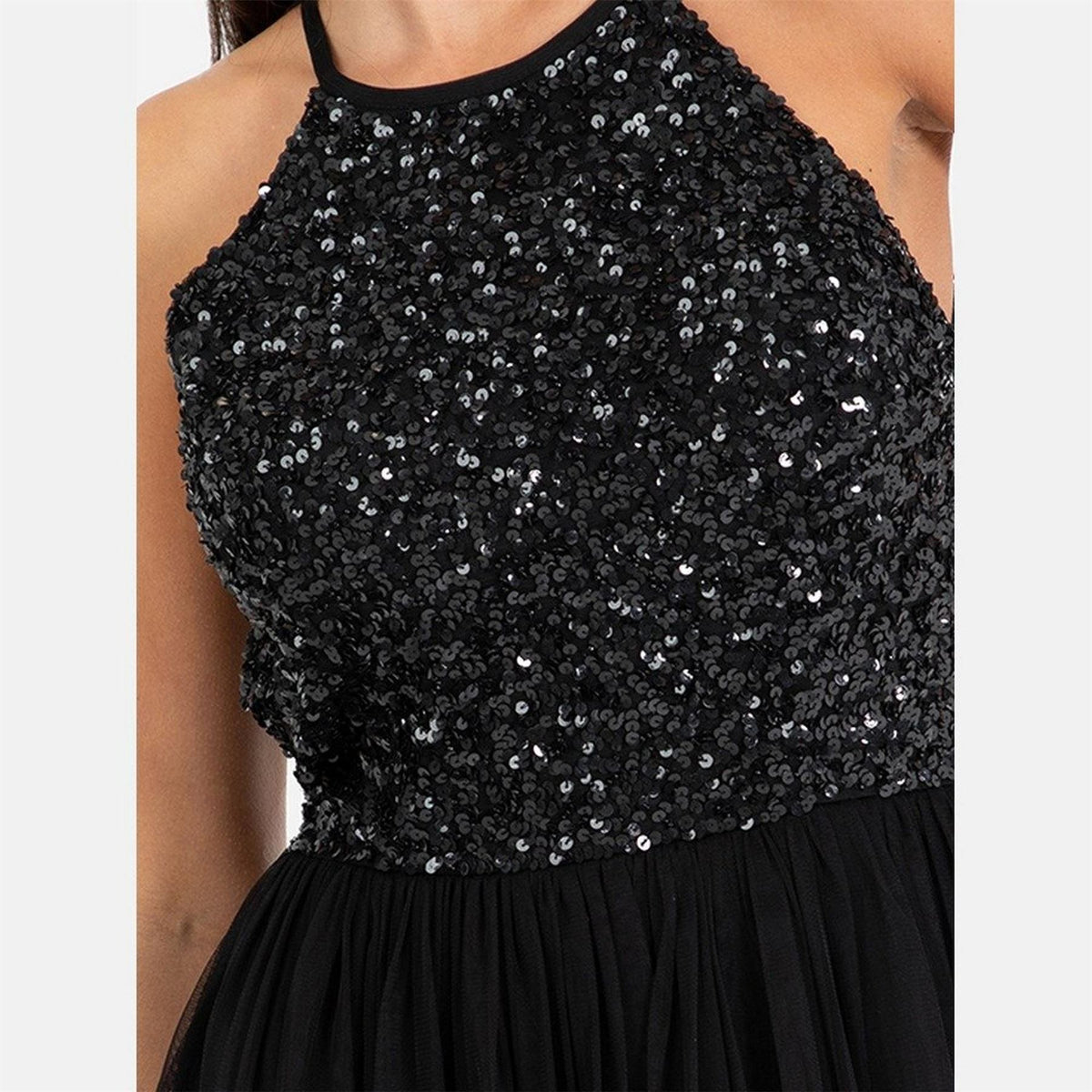 Maya Deluxe De Halter Neck Sleeveless Midi Dress