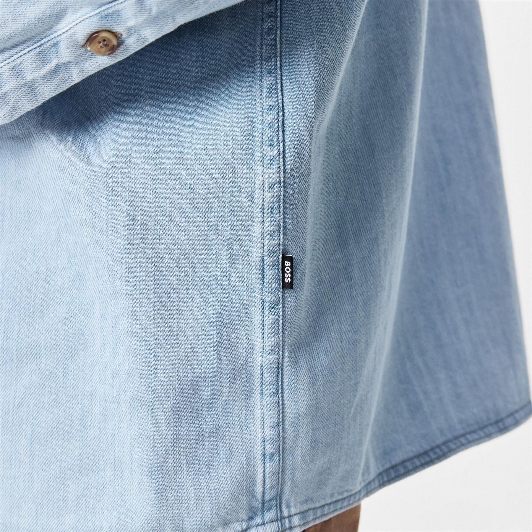 Boss Hbb Hcory Denim Patterned Long Sleeve Shirt