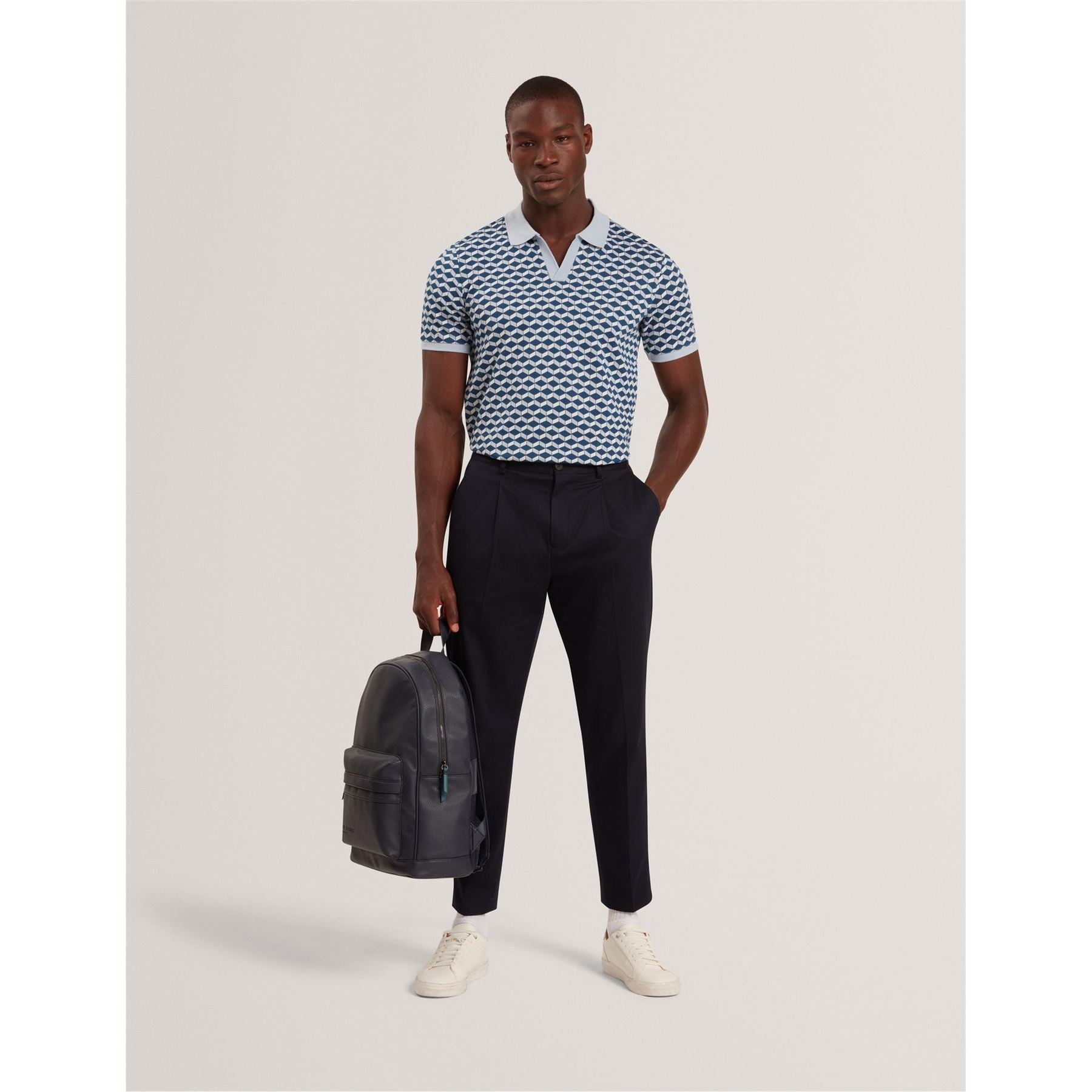 Ted Baker Jacquard Collared Short Sleeve Polo Shirt