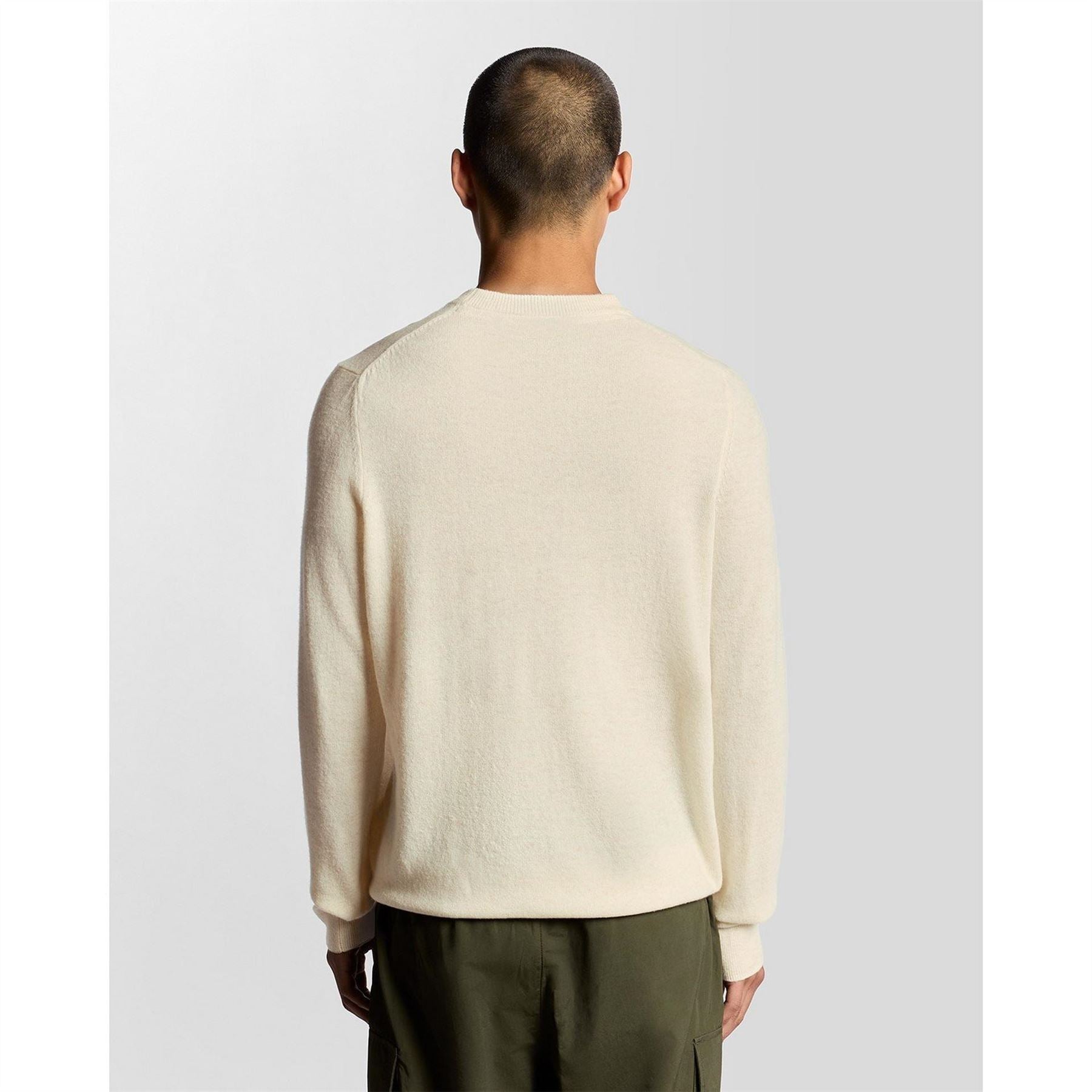 Lyle and Scott Embroidered Crew Neck Ribbed Collar Long Sleeve Sweater