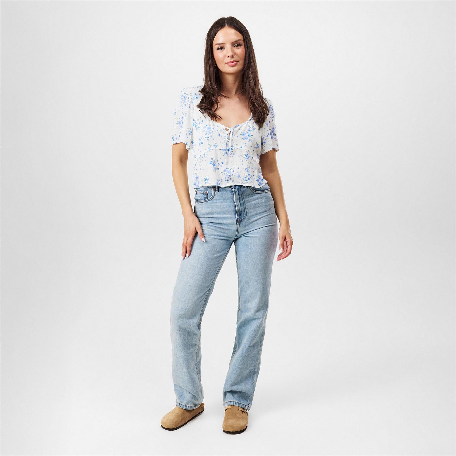 Jack Wills Keyhole Neck Regular Fit Short Sleeve Blouse